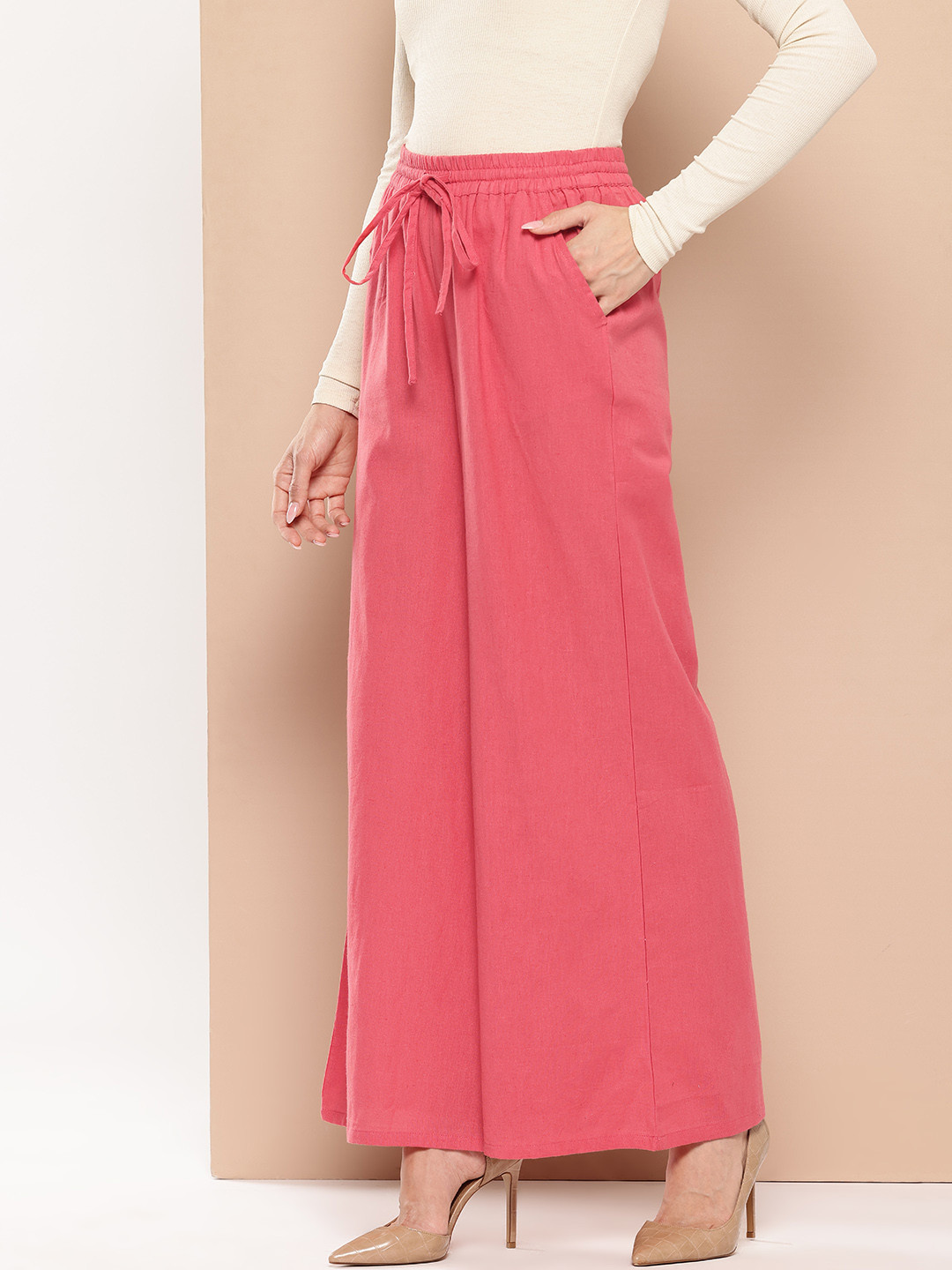 Chemistry Women Cotton Linen Wide Leg Trousers