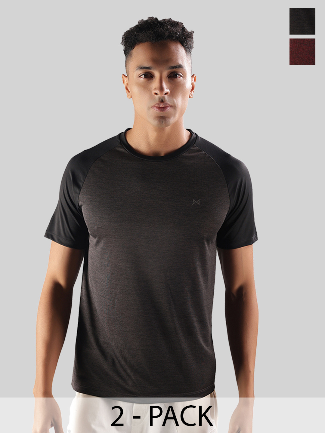 Force NXT Men Microfiber Anti Viral Anti Odour Cool Round Neck Pack Of 2 Sports Printed T-Shirt