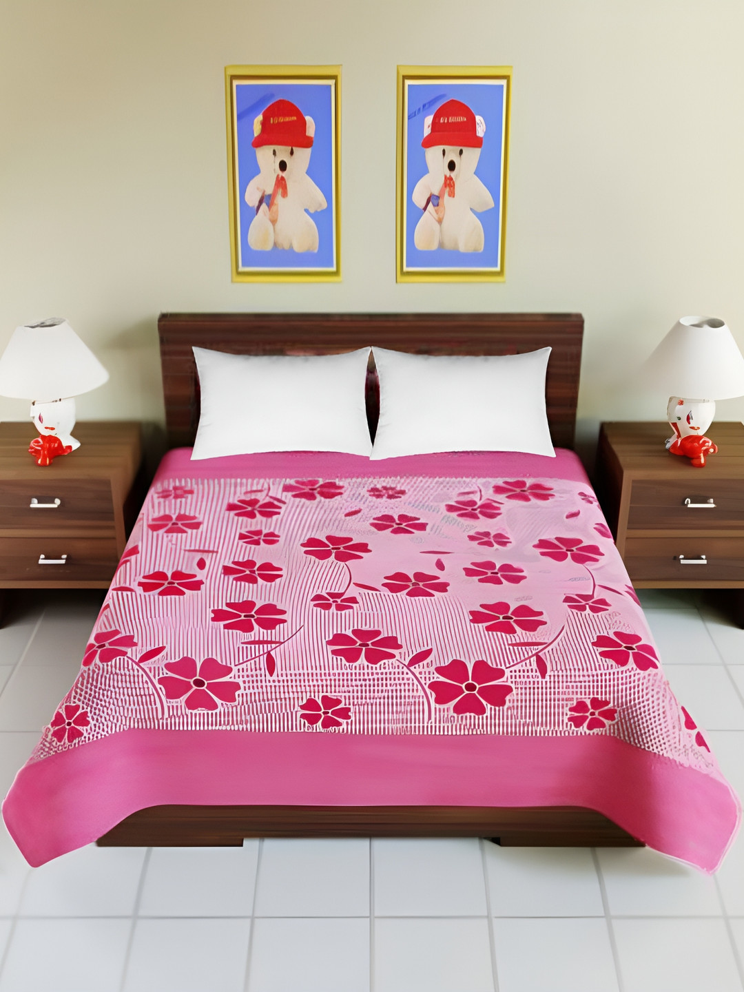 Supreme Home Collective Pink Floral Microfiber Super Soft 144 TC Queen Bedsheet -89 x 79 inches