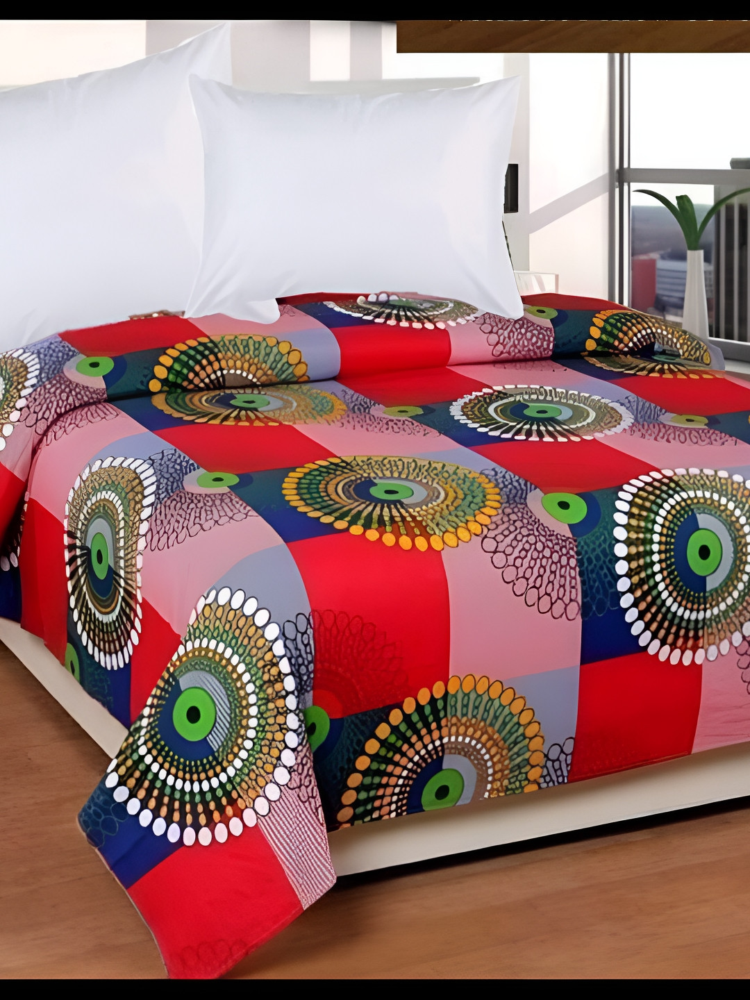 Supreme Home Collective Red Graphic Microfiber 144 TC Queen Bedsheet -89 x 79 inches