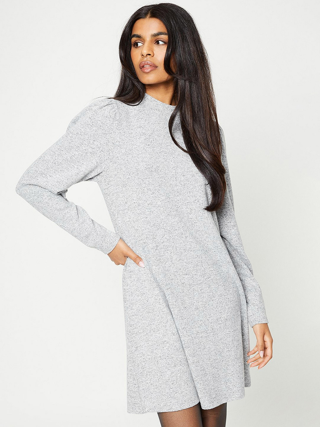 DOROTHY PERKINS Brushed Effect Puff Sleeves Sheath Dress