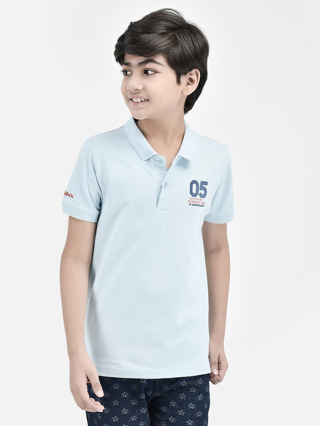 Crimsoune Club Boys Polo Collar Short Sleeves Slim Fit Casual T-shirt