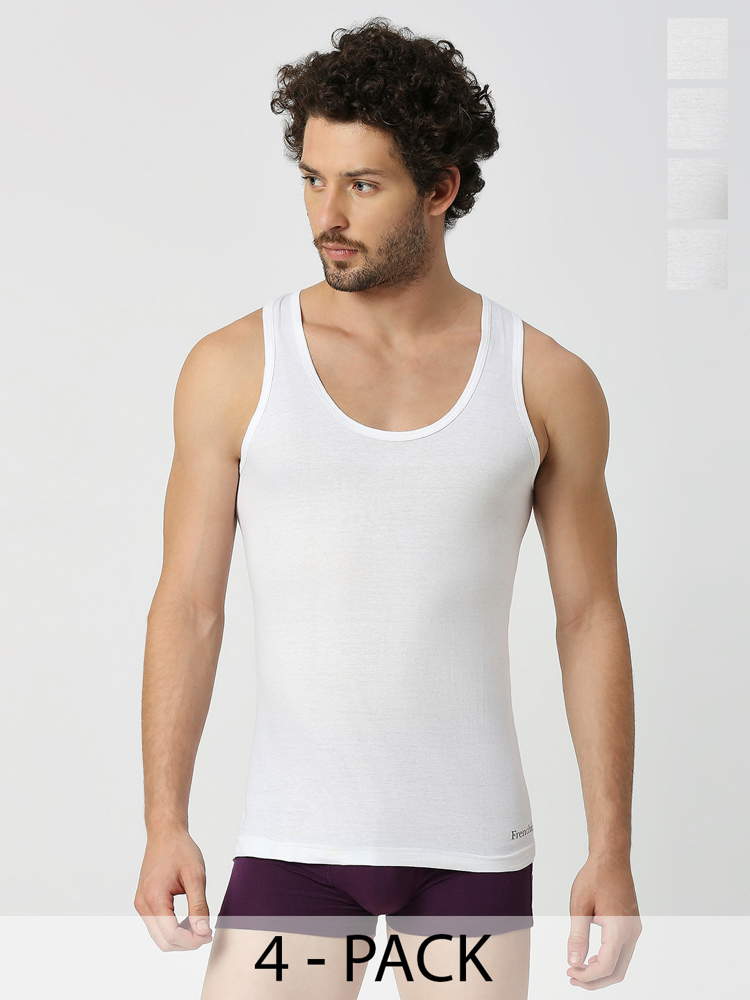 FRENCHIE Pack of 4 Assorted Pure Cotton Innerwear Vests