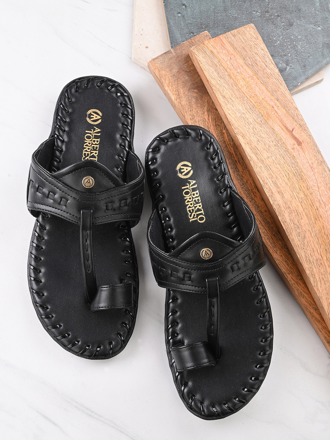 Alberto Torresi Men Black Comfort Sandals