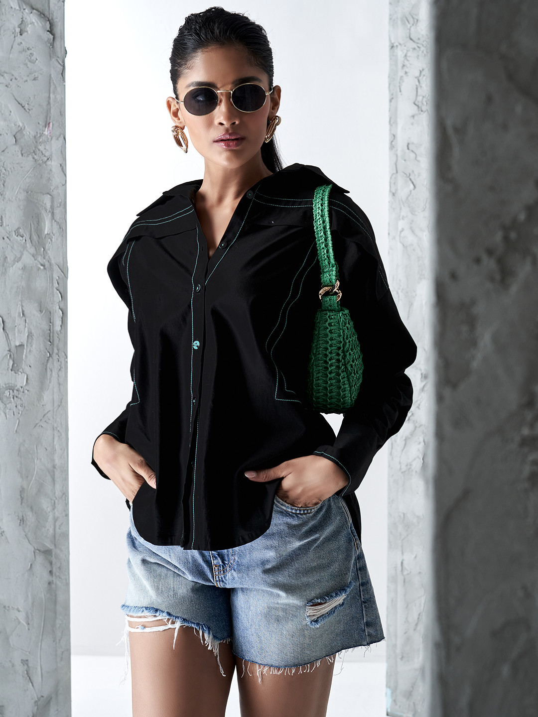 DRESOUL Spread Collar Oversized Formal Shirt