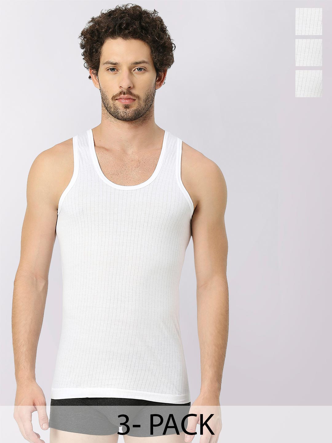 FRENCHIE Men 3-Pcs Assorted Cotton Innerwear Vests FRELT_New_P3_80