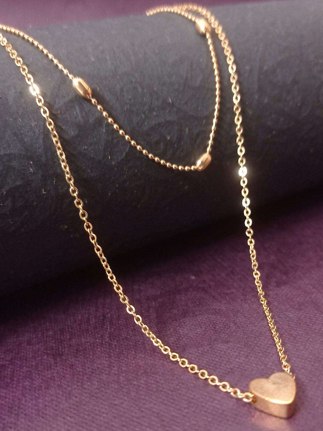 OOMPH Gold Heart Motif Multi Layered Necklace