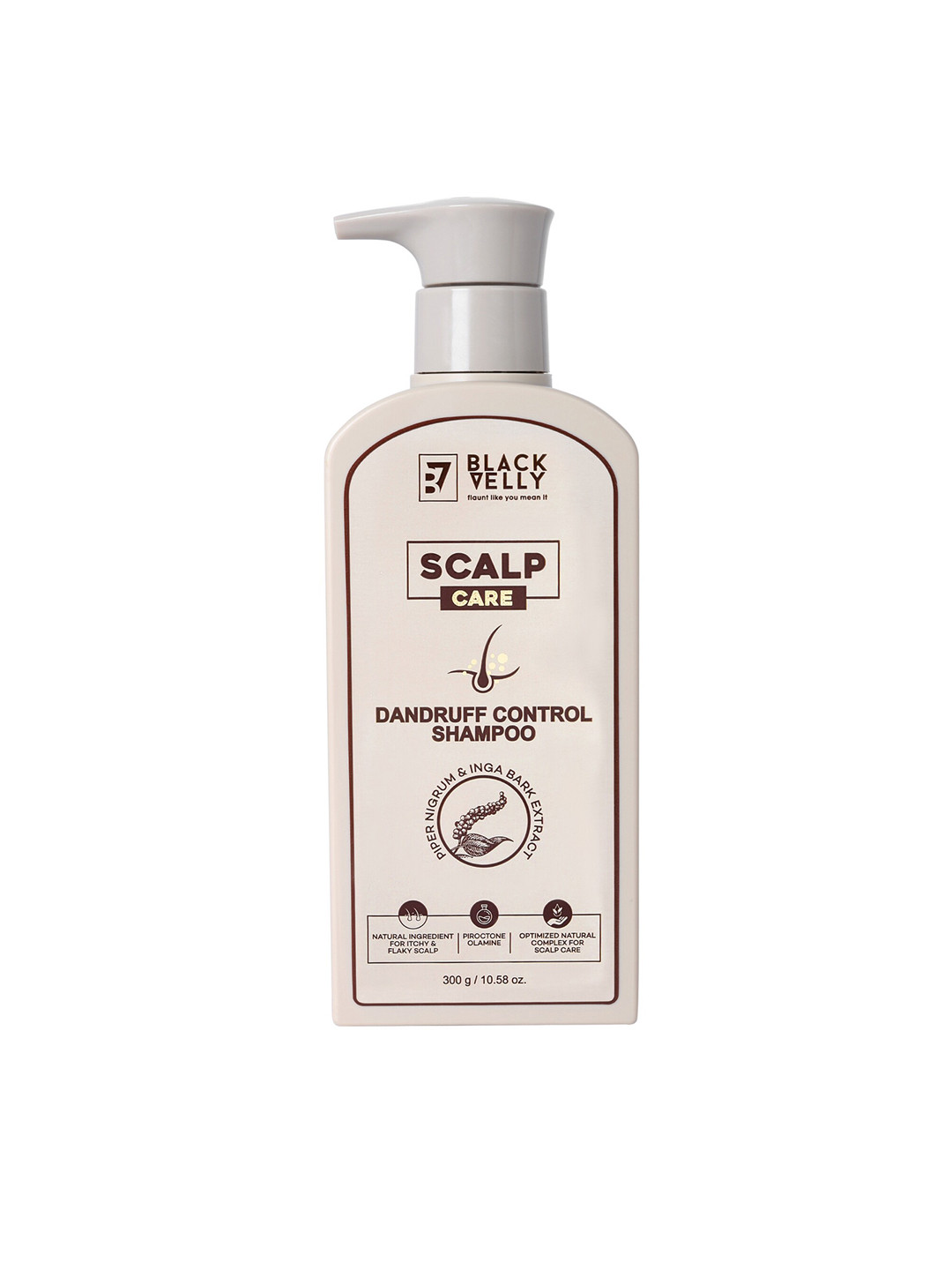 BLACKVELLY Scalp Care Dandruff Control Shampoo with Piper Nigrum & Inga Bark - 300 g
