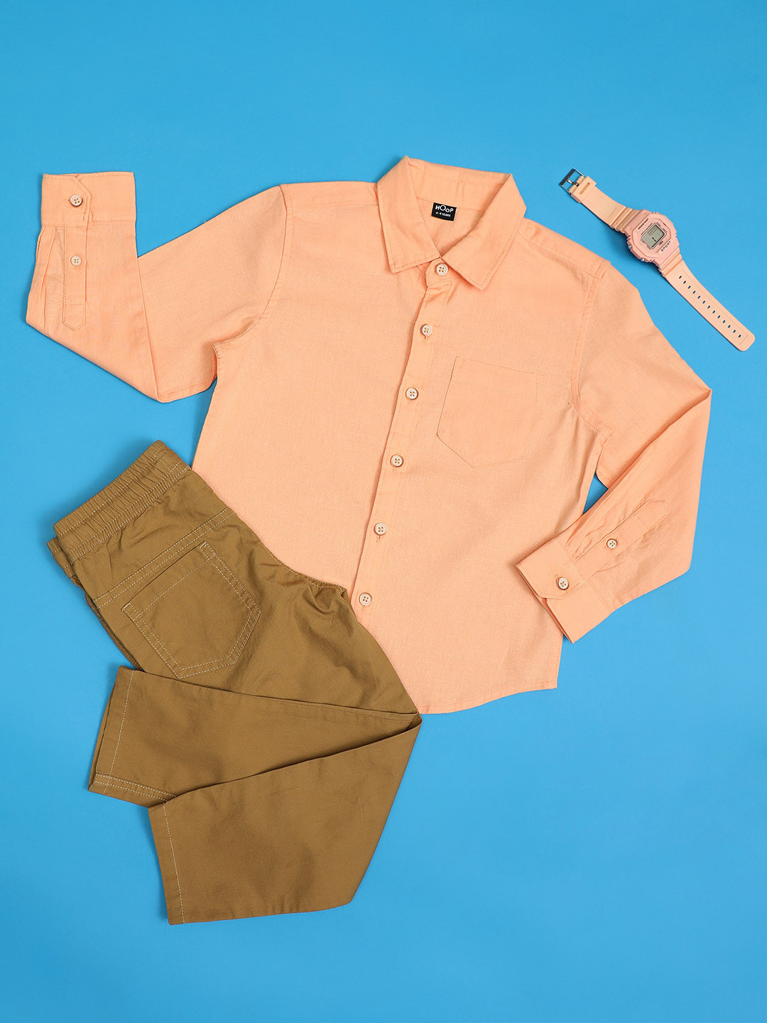 Hoop Boys Cotton Linen Full Sleeve Regular Fit Casual Shirt