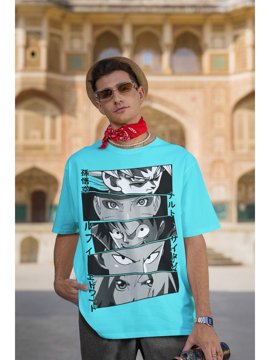 CAPTCHA Anime eyes Printed Drop-shoulder Pure Cotton Oversized Tshirt