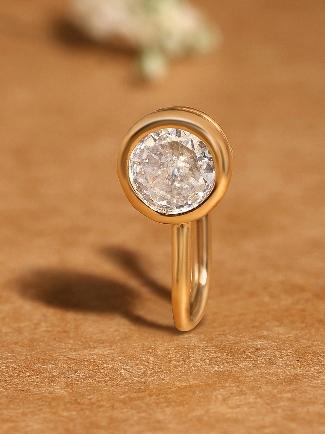 AMI Gold-Plated Cubic Zirconia-Studded Stud Nosepin