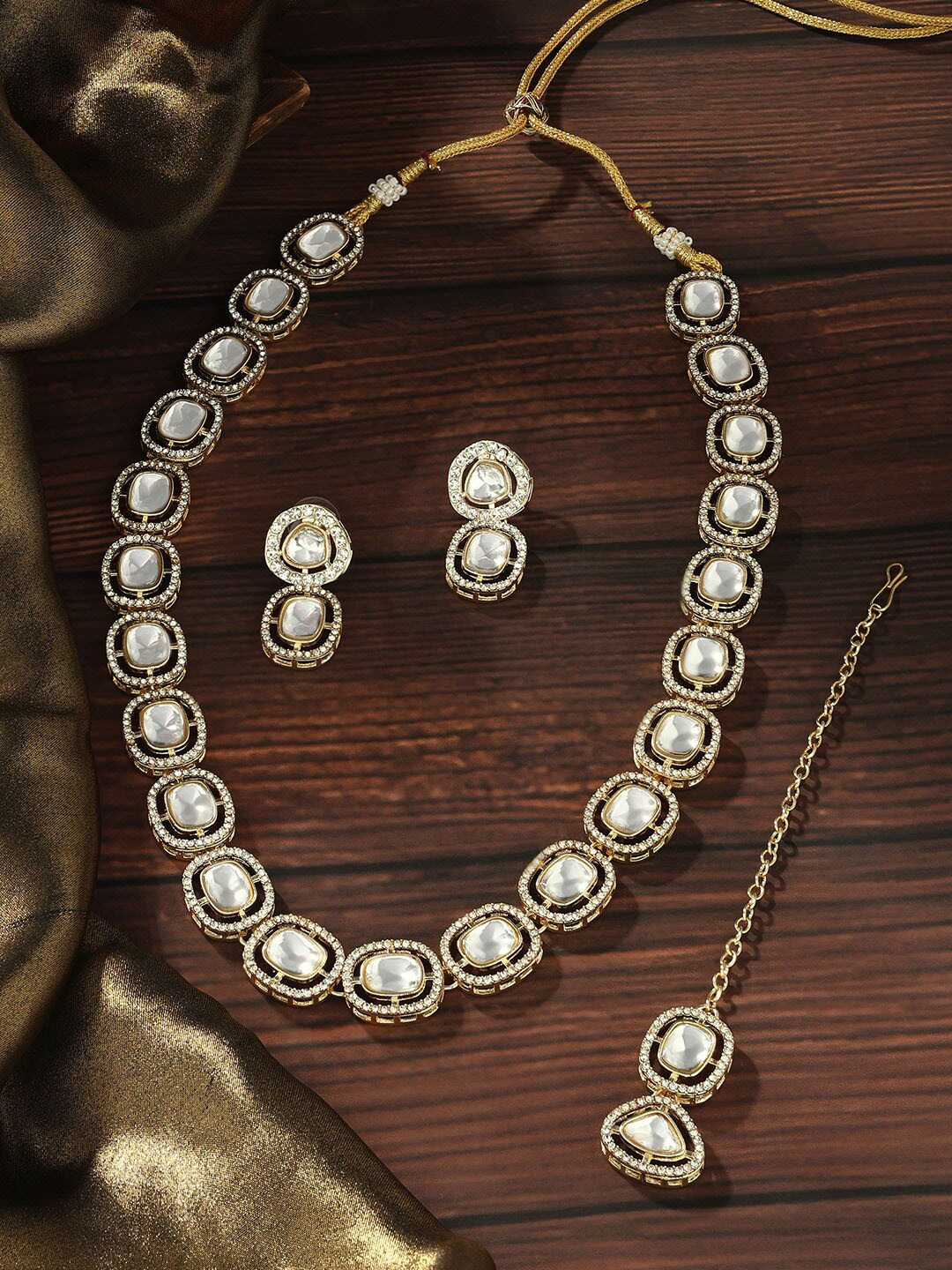 AMI Gold Plated Austrian Diamonds Studded Jewellery Set