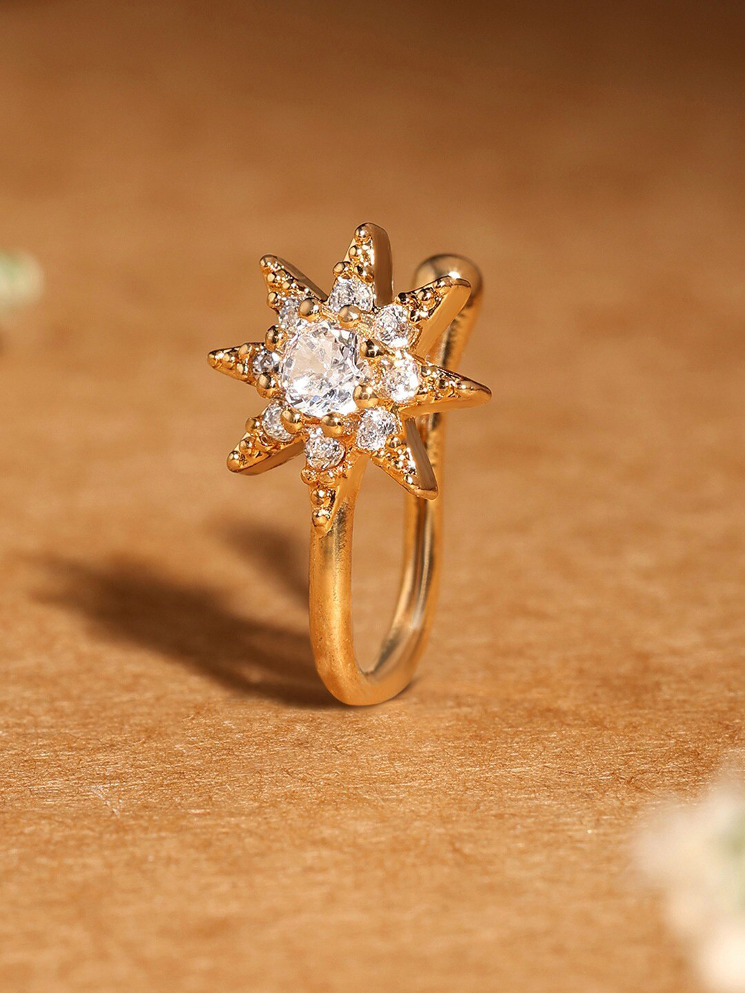 AMI Gold-Plated Cubic Zirconia-Studded Stud Nosepin