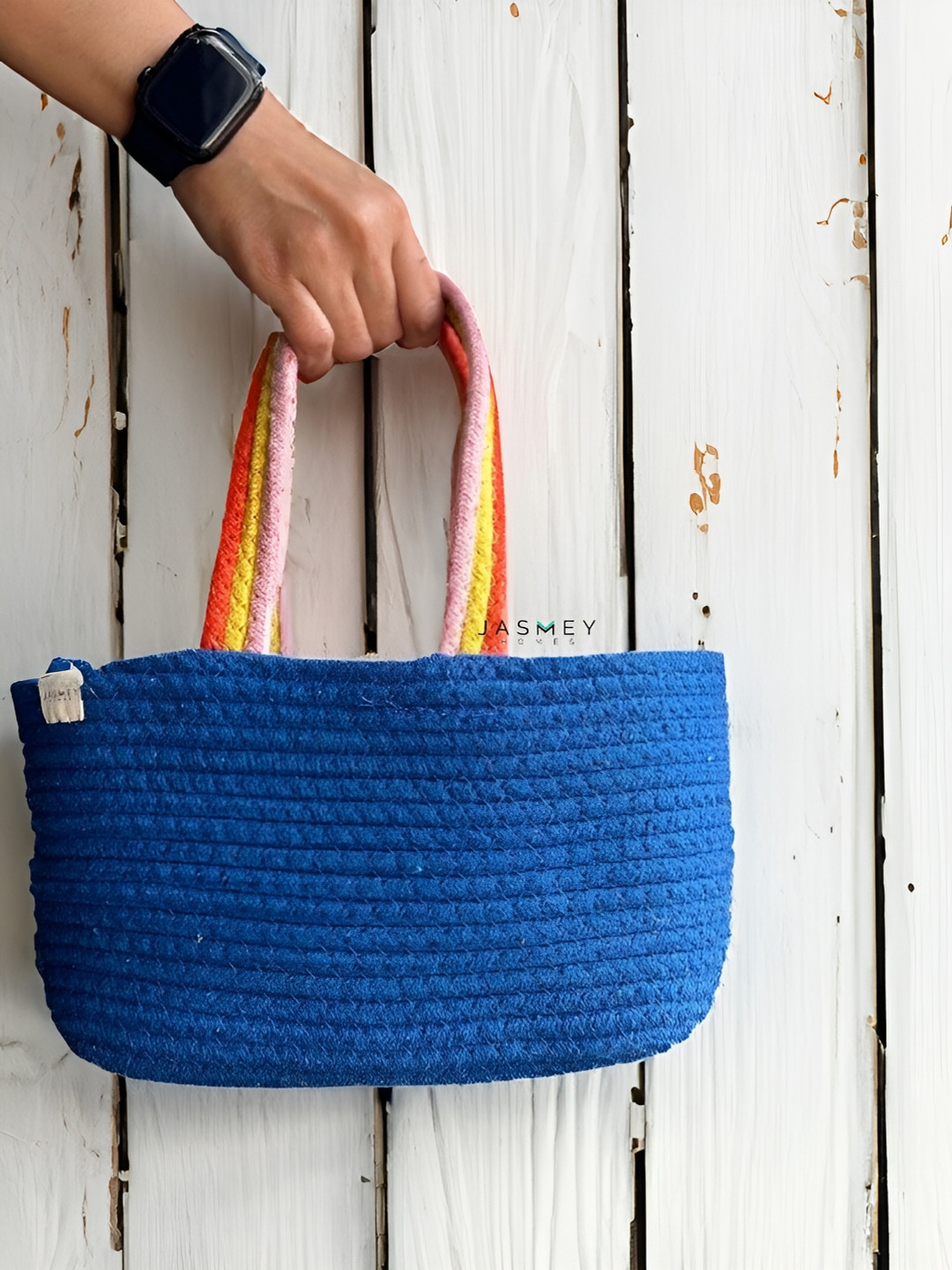 JASMEY HOMES Blue Boho Basket Organiser