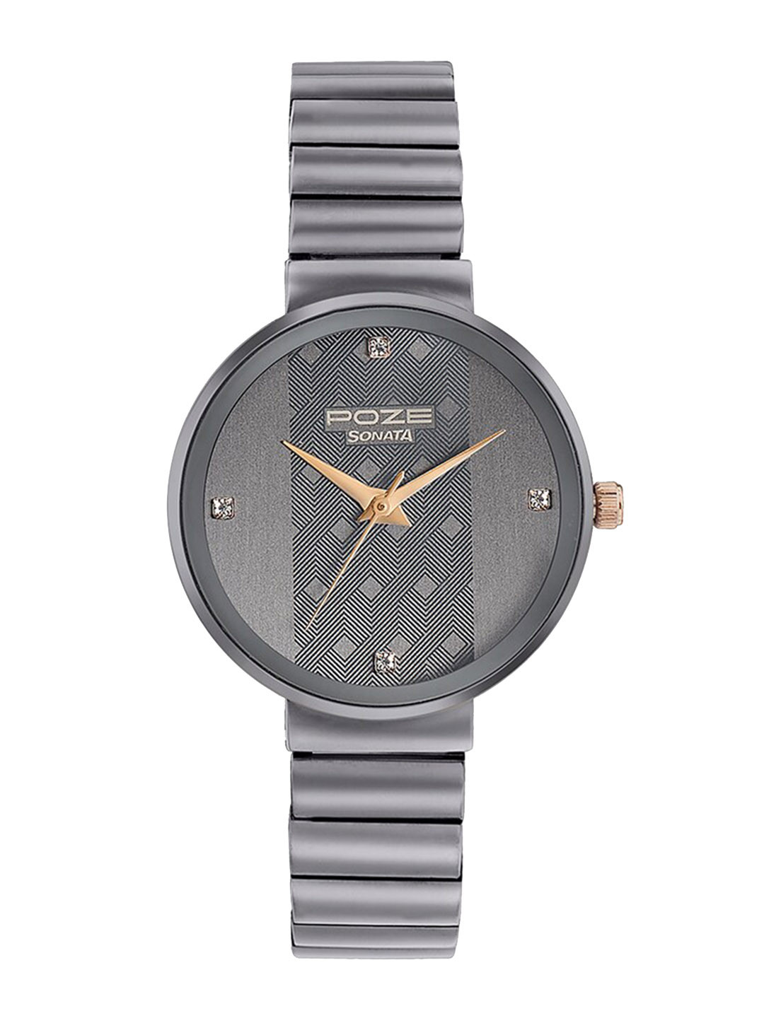 Sonata Poze Women Textured Dial & Bracelet Style Straps Analogue Watch SP80004QM01