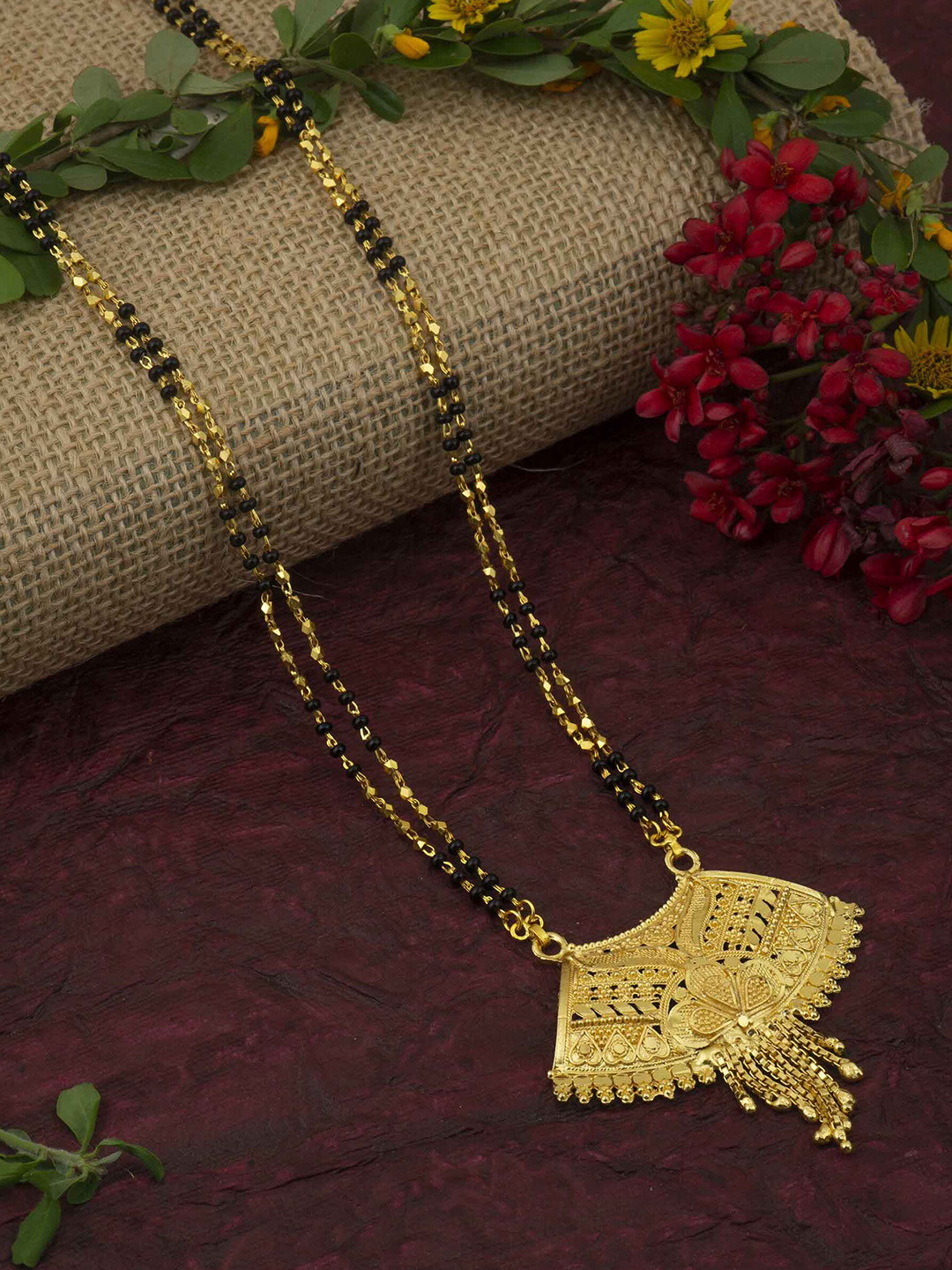Ramdev Art Fashion Jwellery Gold-Plated Artificial Stones & Beads Mangalsutra
