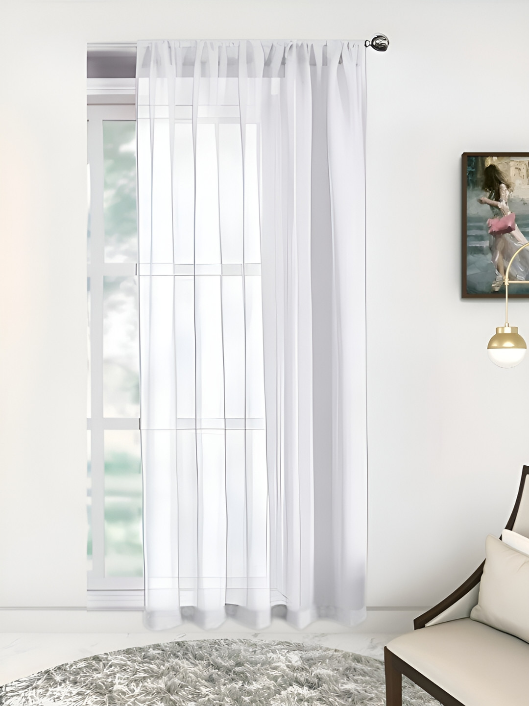 THE CONVERSION White Sheer Long Door Curtain