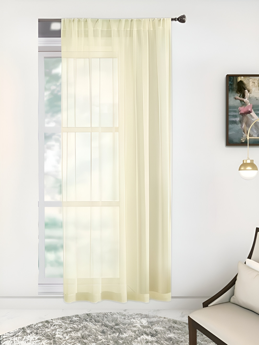 THE CONVERSION Cream Sheer Long Door Curtain