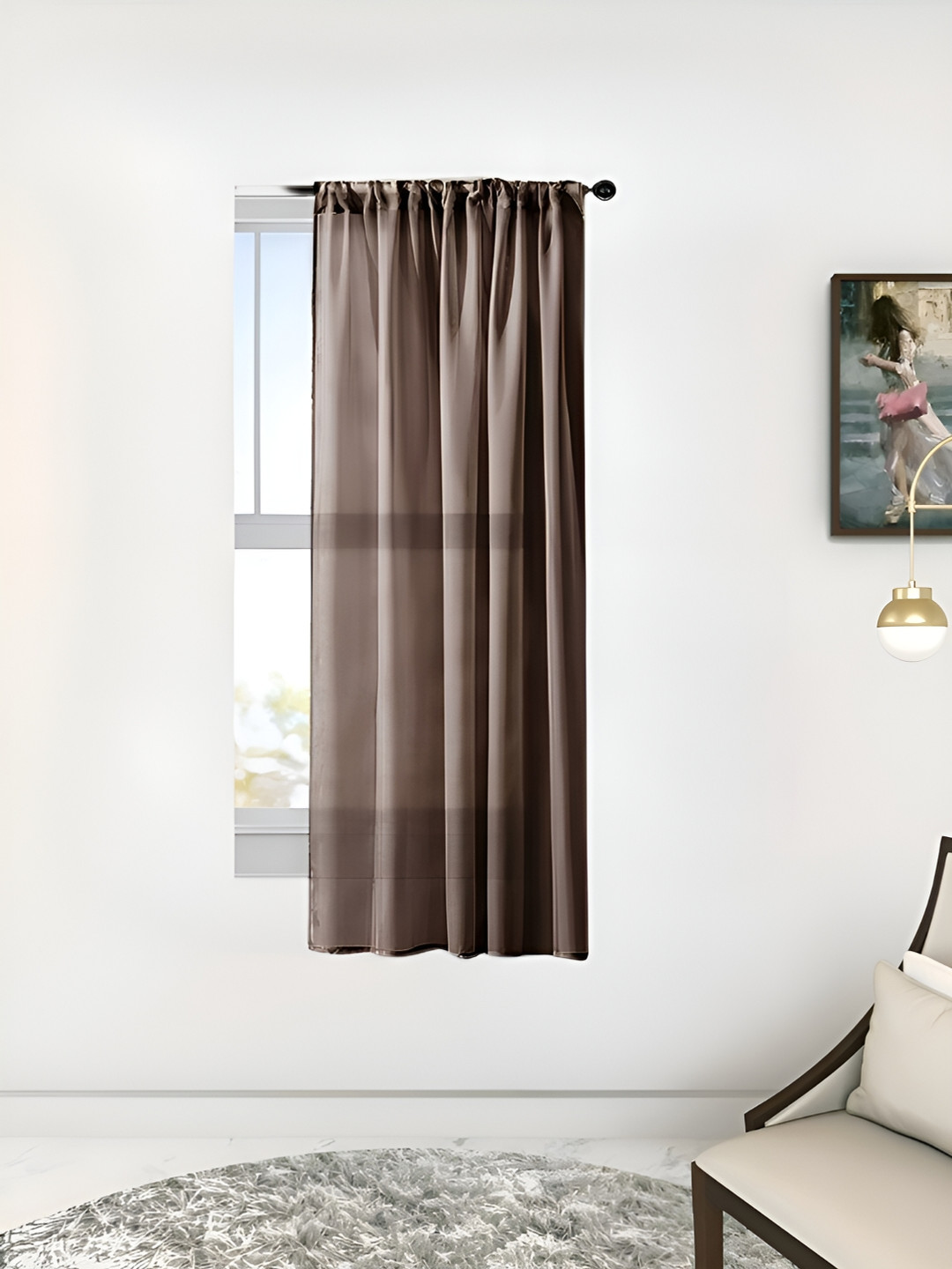 THE CONVERSION Brown Sheer Window Curtain