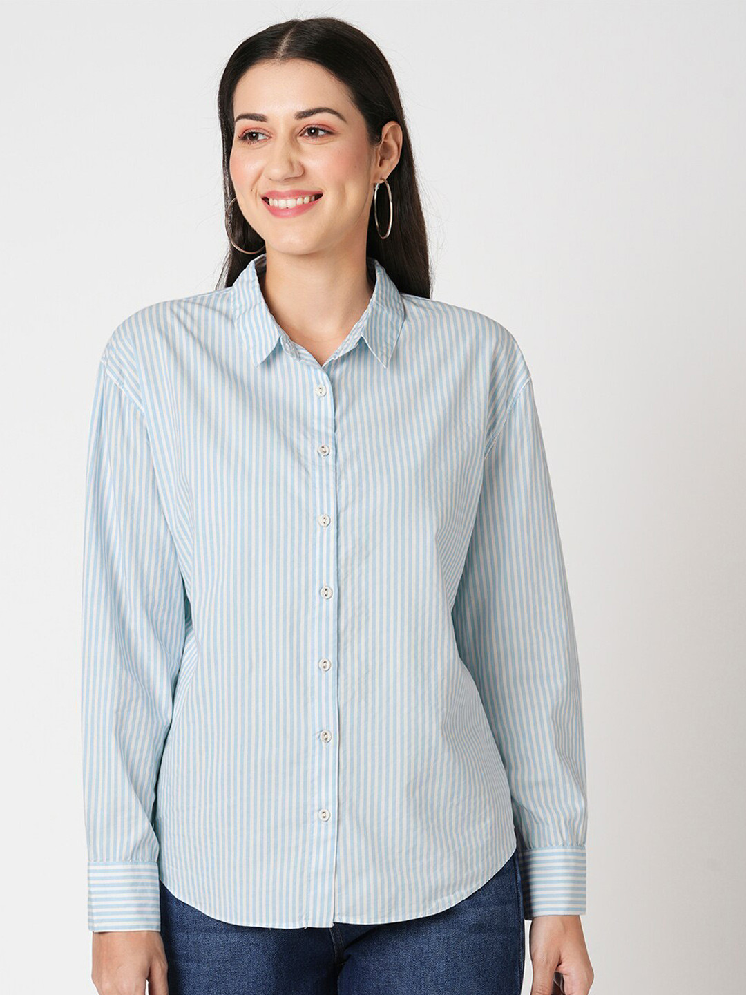 Kraus Jeans Slim Fit Vertical Striped Casual Shirt