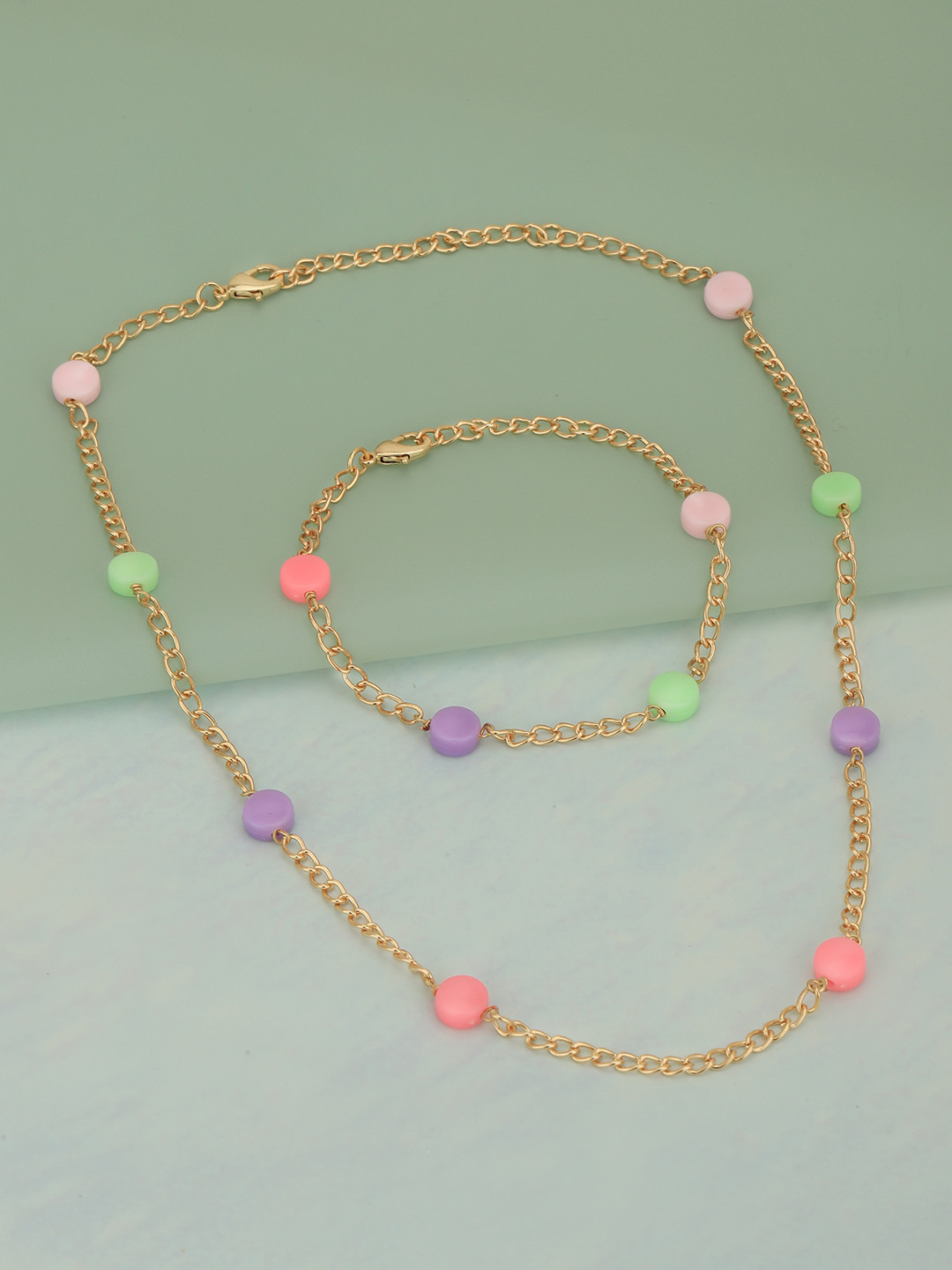 Carlton London Girls Gold-Plated Bead Jewellery Set