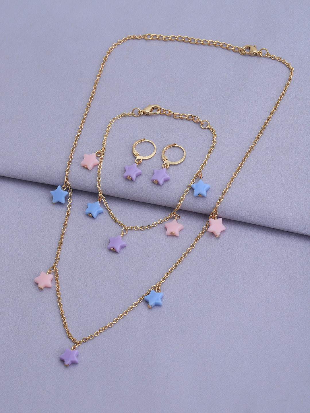 Carlton London Girls Gold-Plated Star Beaded Jewellery Set