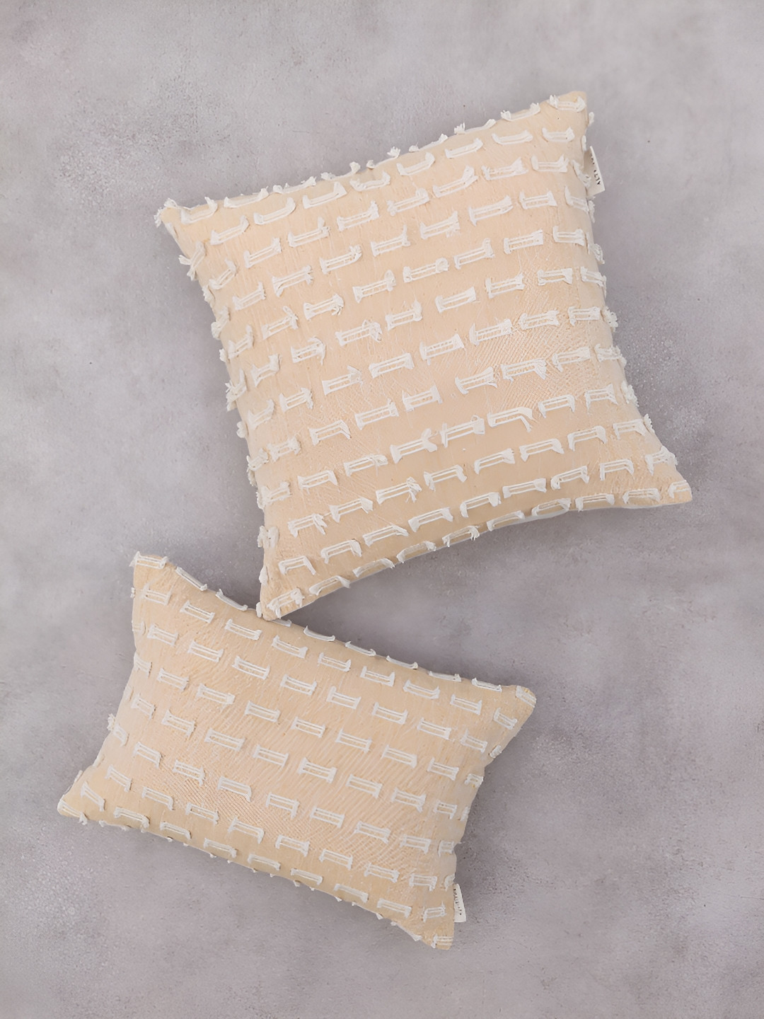 ALTROVE Striped Cotton Lightweight 2 Pcs Embellished Cushion Covers - 20 x 20 Inches