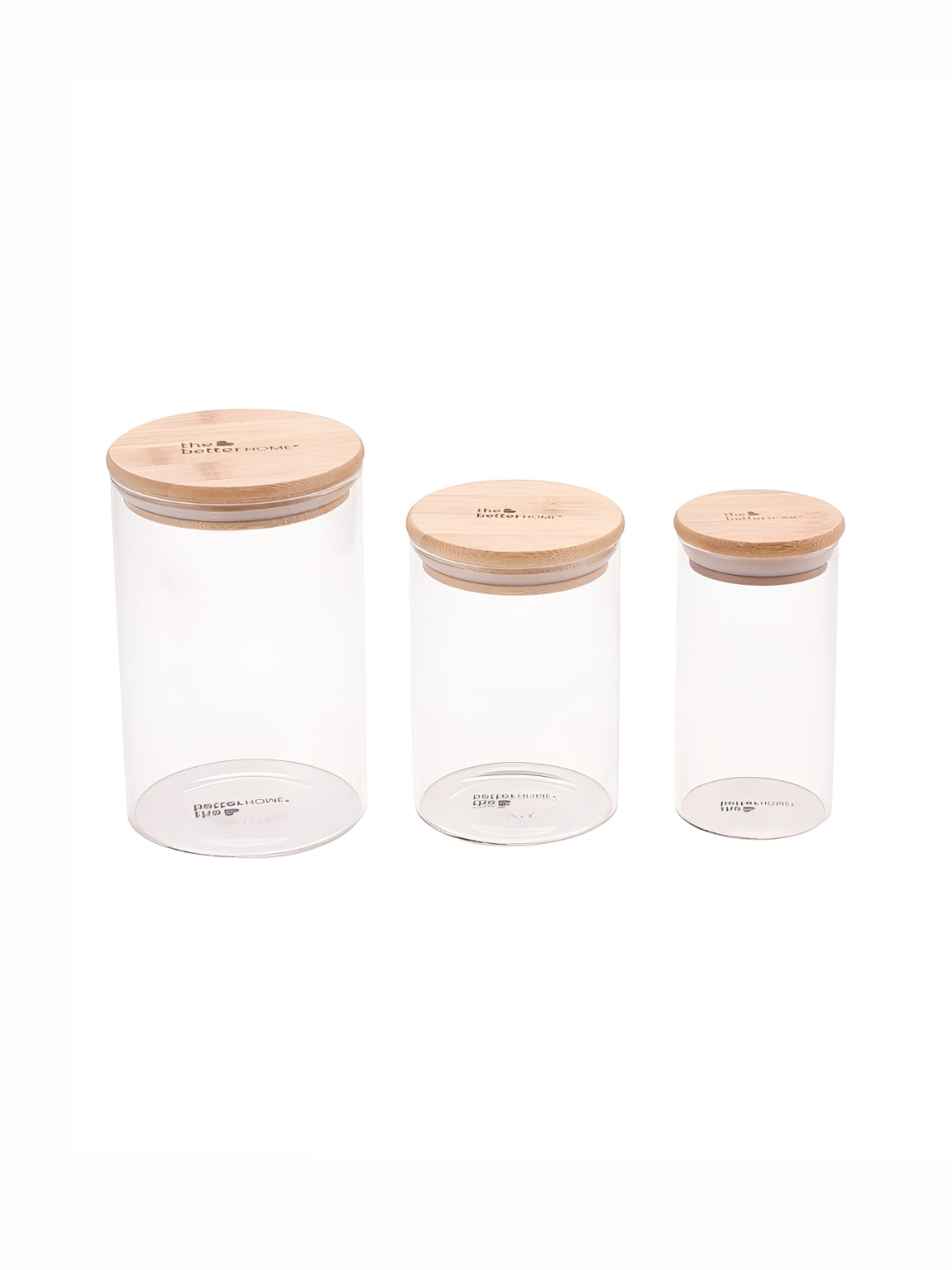 The Better Home Transparent Glass Air Tight 3 Piece Flip Top Canister