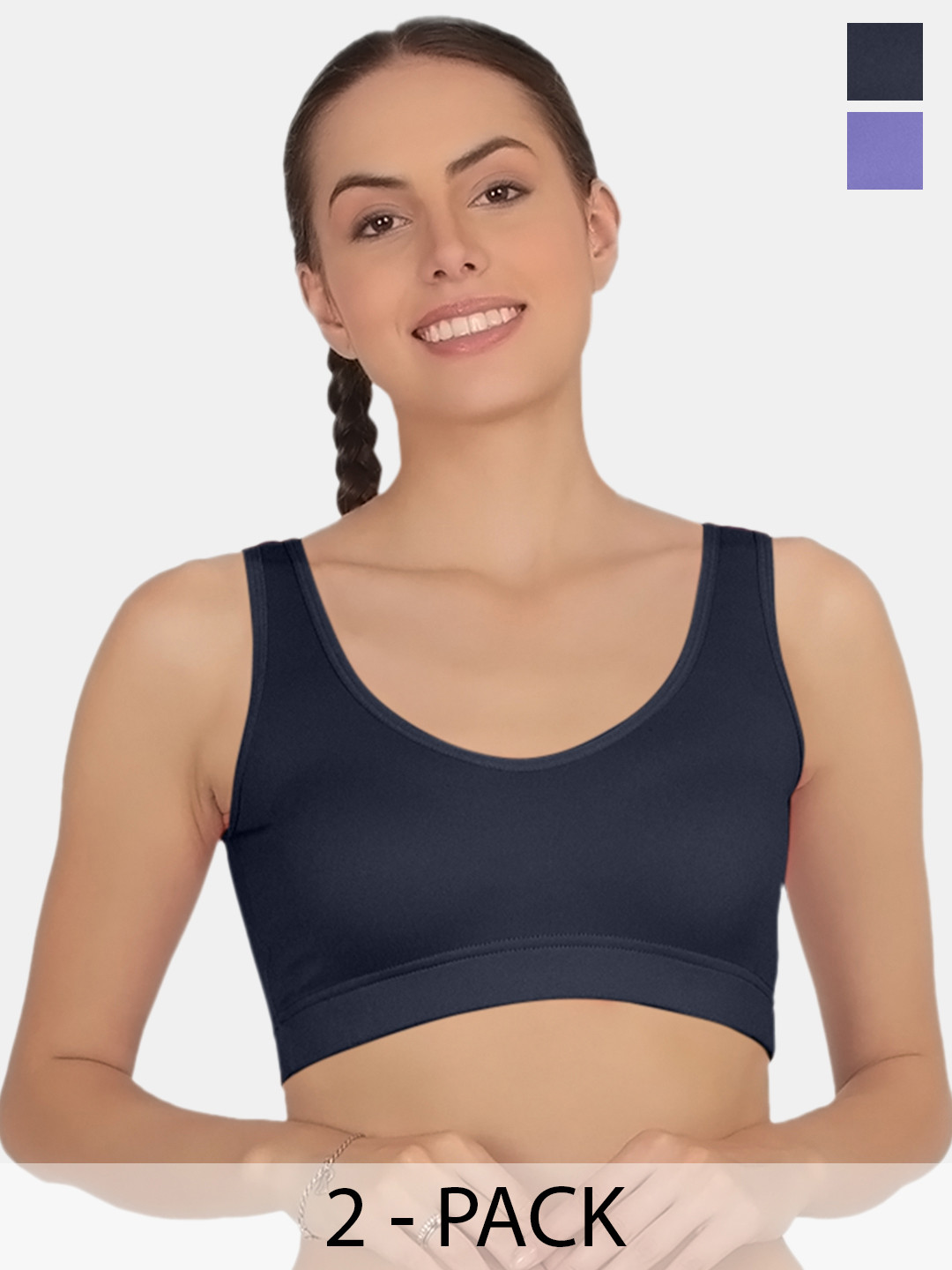POOJA RAGENEE Pack Of 2 Full Coverage Non Padded T-shirt Sports Bra With All Day Comfort