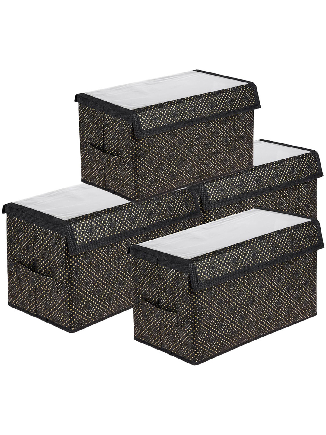 Kuber Industries Black 4 Pcs Drawer Organisers