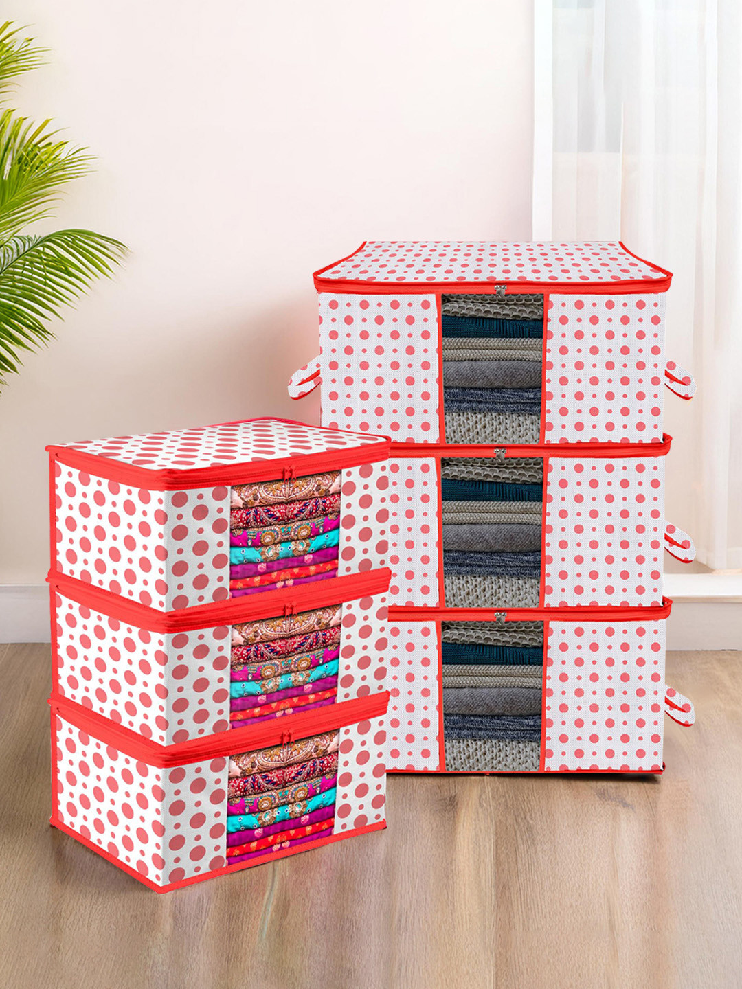 Kuber Industries 6 Pcs Dot Design Printed Saree Cover Organisers