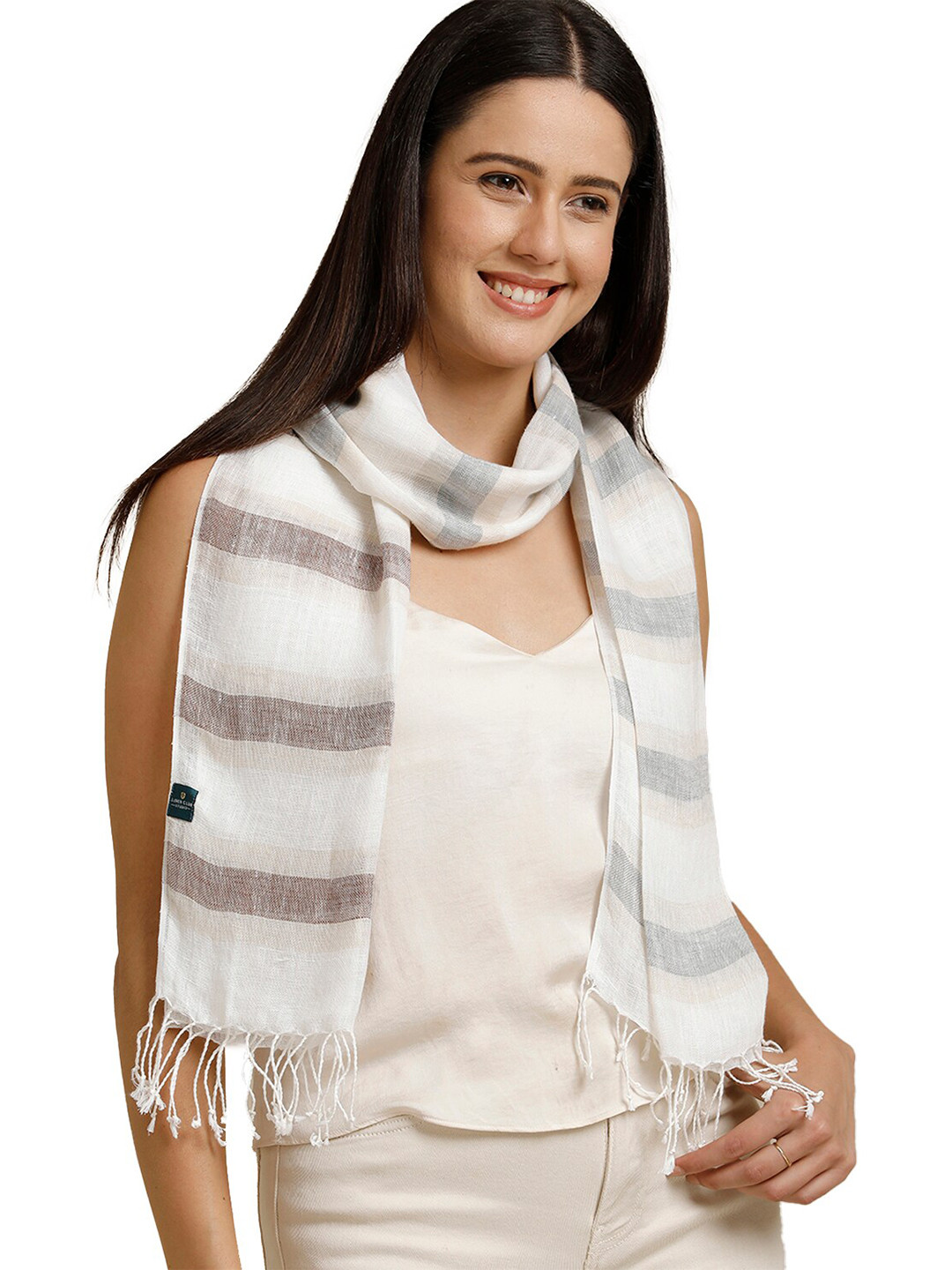 Linen Club Unisex Striped Pure Linen Stole