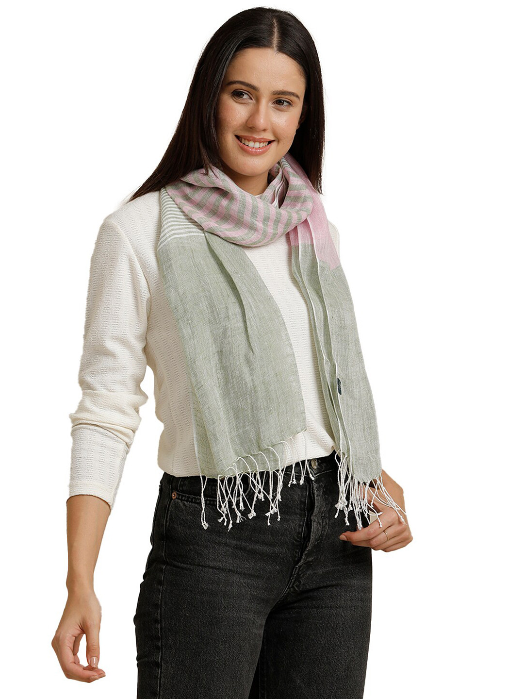 Linen Club Unisex Striped Pure Linen Stole