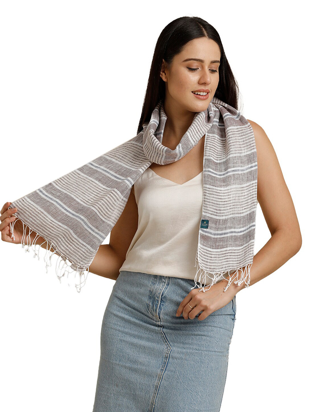 Linen Club Unisex Striped Pure Linen Stole