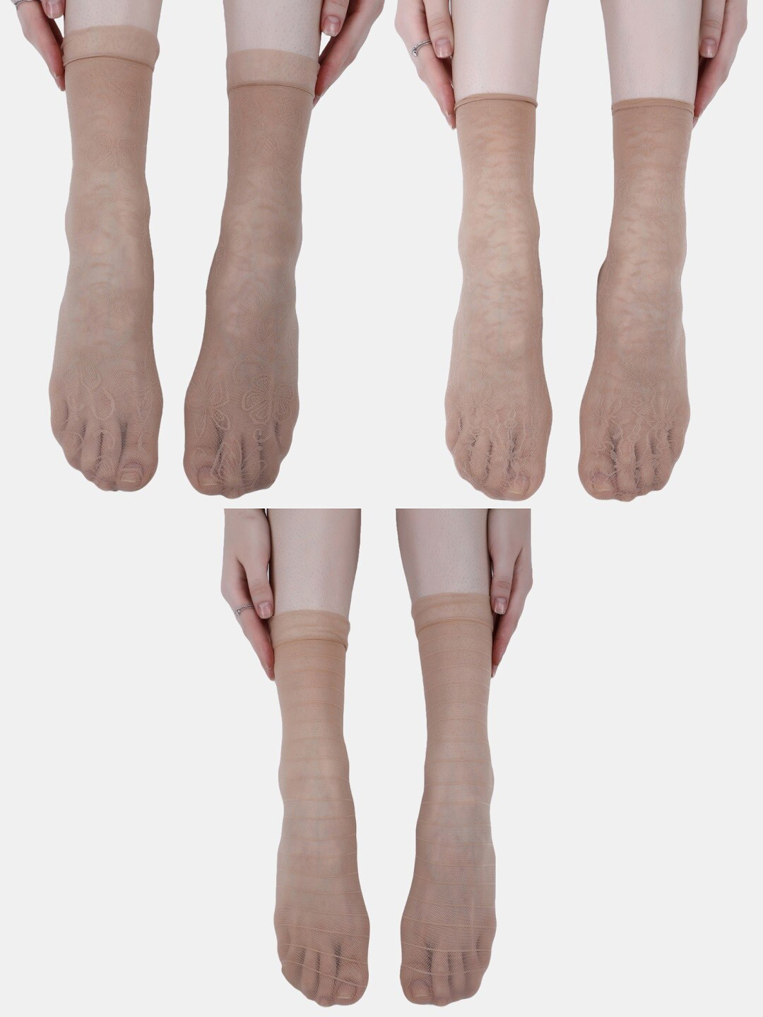 N2S NEXT2SKIN Women Pack Of 3 Sheer Above Ankle-Length Socks