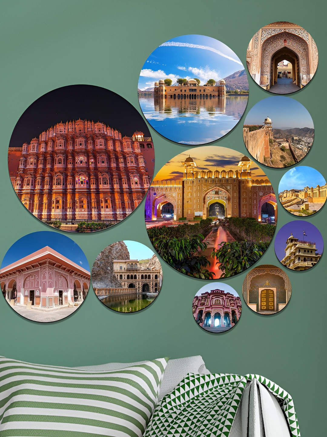 SAF Jaipur tourism places MDF Crafted Ceramics Glossy Sticking Hall Wall Hangings-7.5In