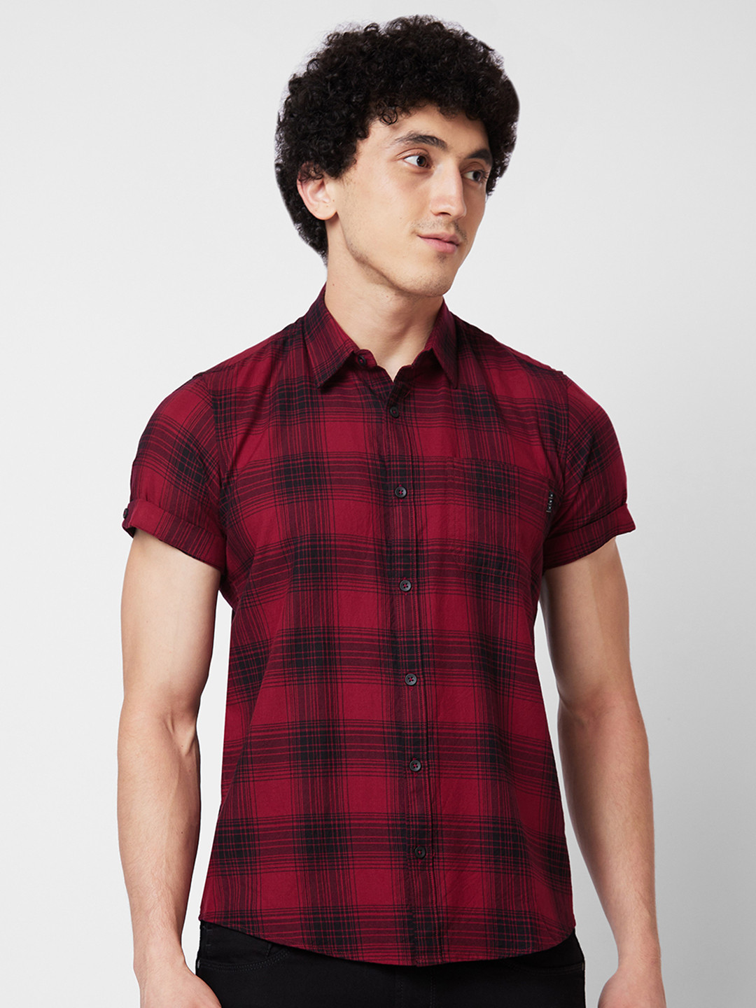 SPYKAR Tartan Checked Cotton Casual Shirt