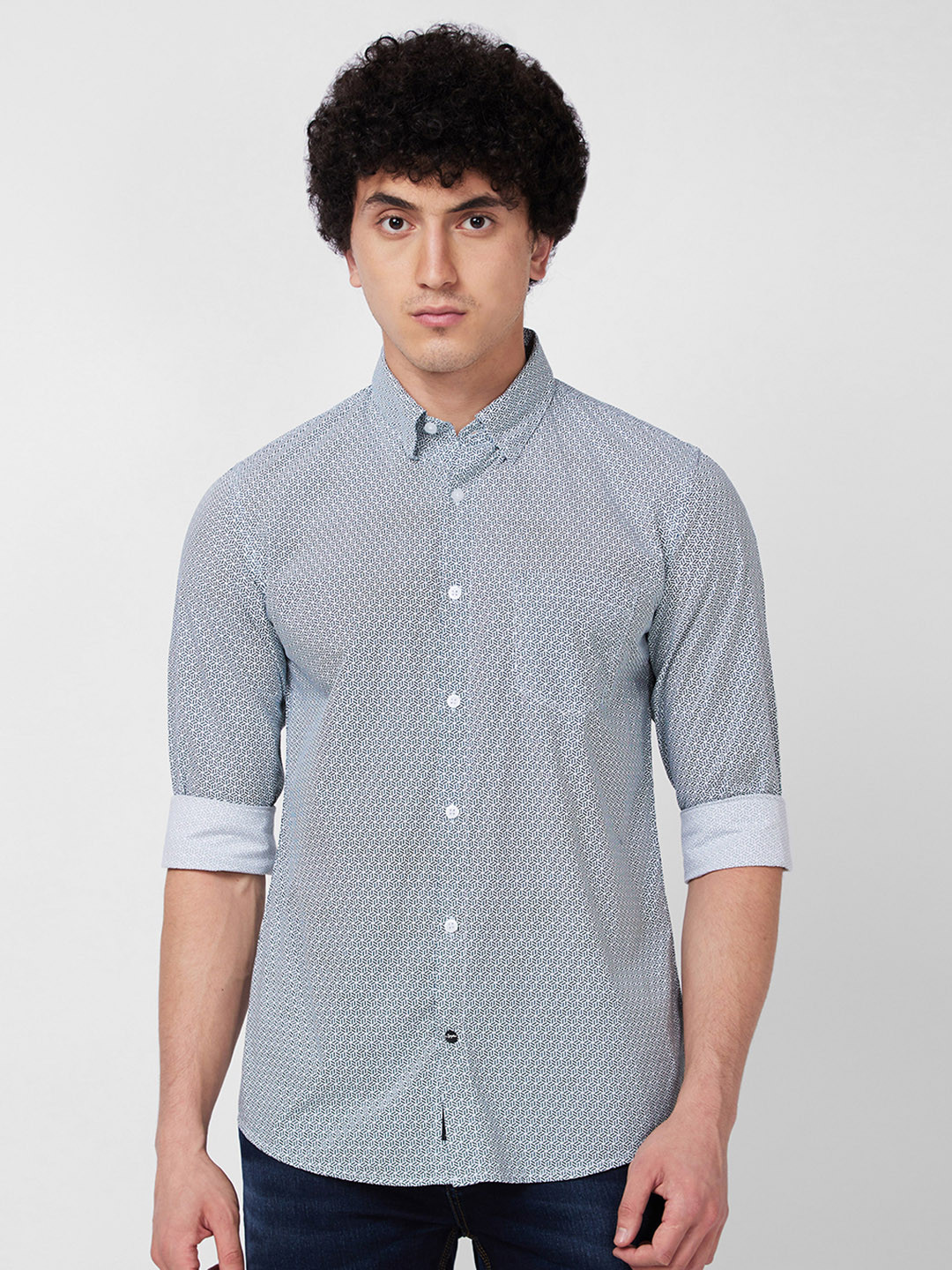 SPYKAR Micro Ditsy Printed Cotton Casual Shirt