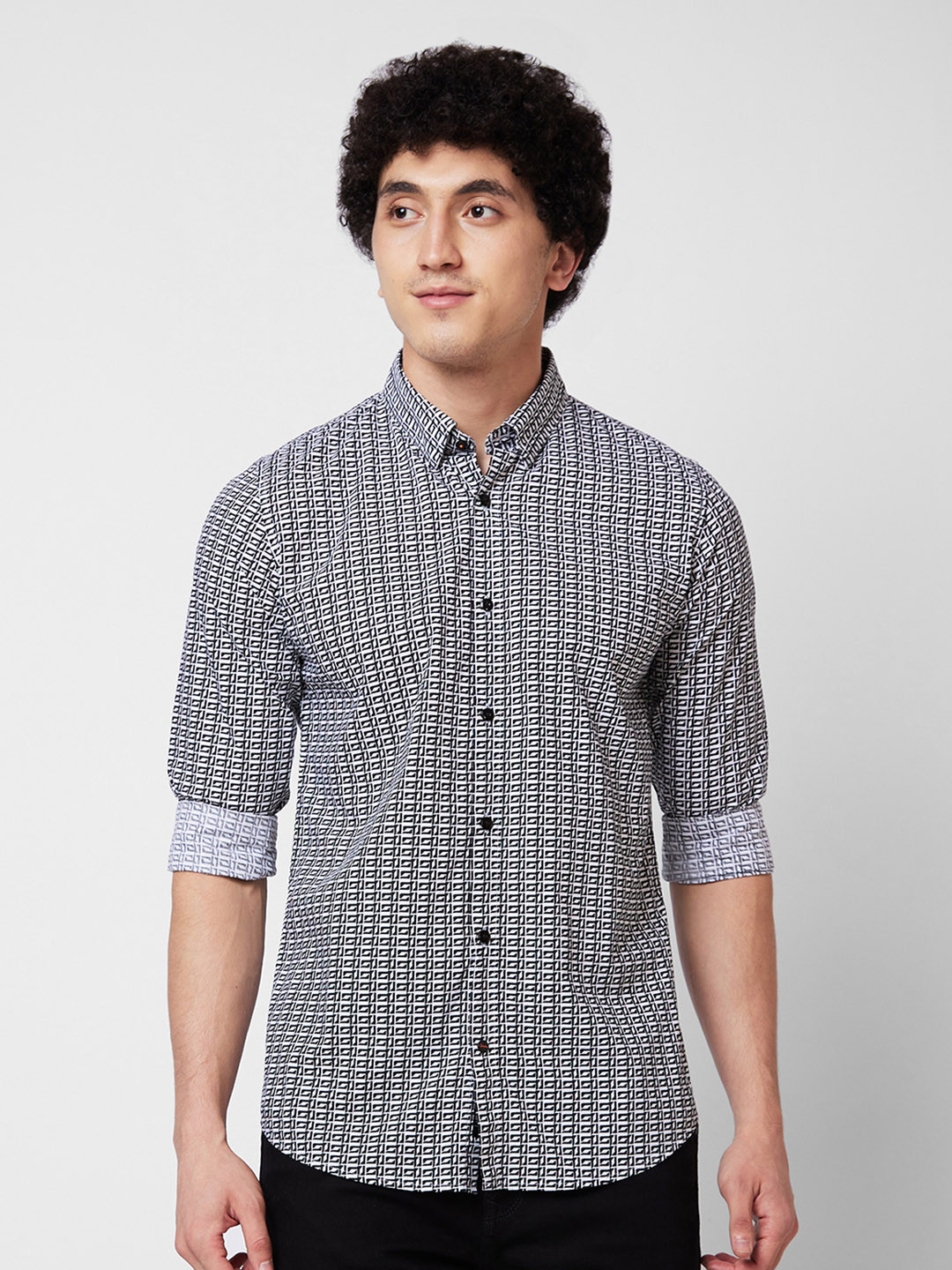 SPYKAR Micro Ditsy Printed Cotton Shirt