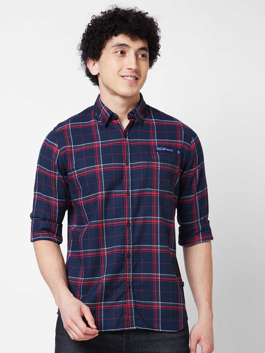 SPYKAR Long Sleeves Regular Fit Cotton Opaque Checked Casual Shirt