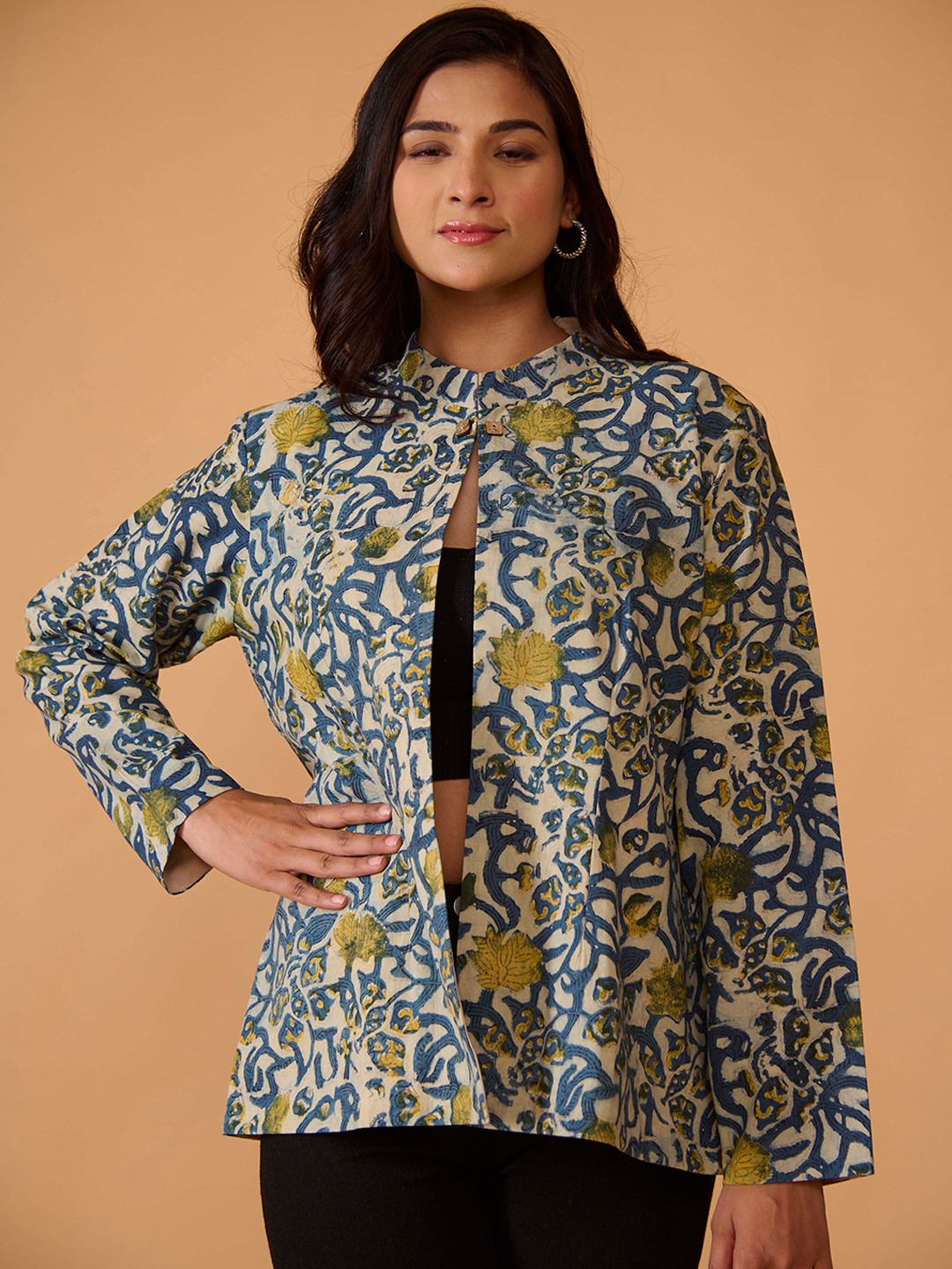 TSUCCHI TRADITIONS Floral Printed Cotton Ethnic Tailored Jacket