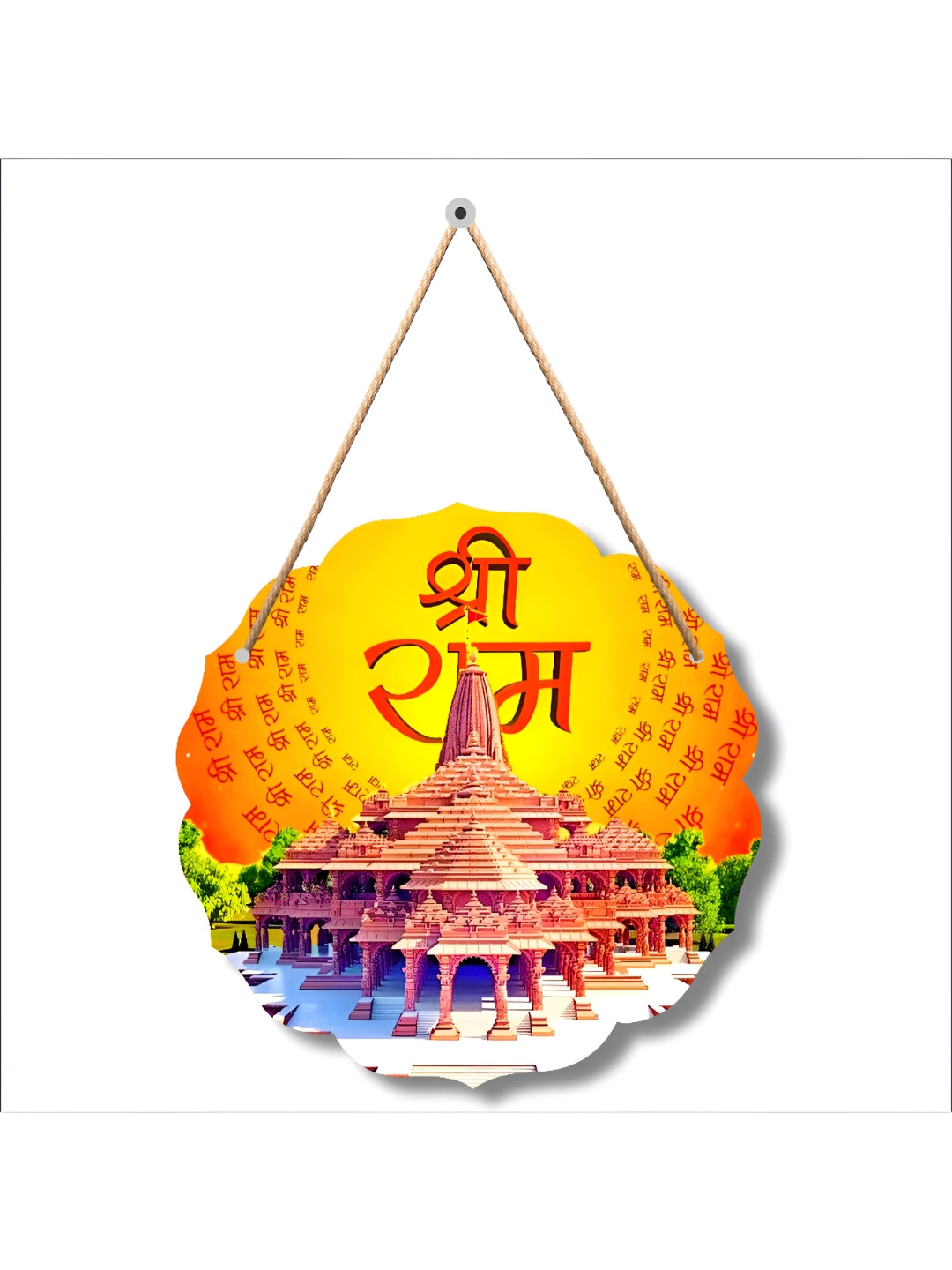 SAF Jai shree ram Ram mandir Wood Ethnic Motifs Glossy Hall Spiritual Wall Decor-15In