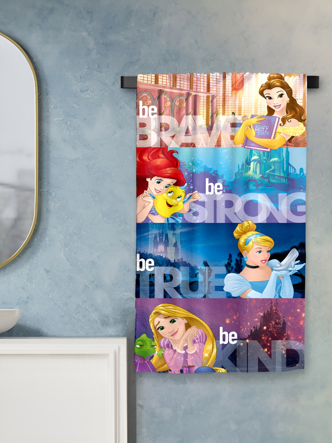 Sassoon Blue & Pink Princess Printed Cotton 380 GSM Bath Towel