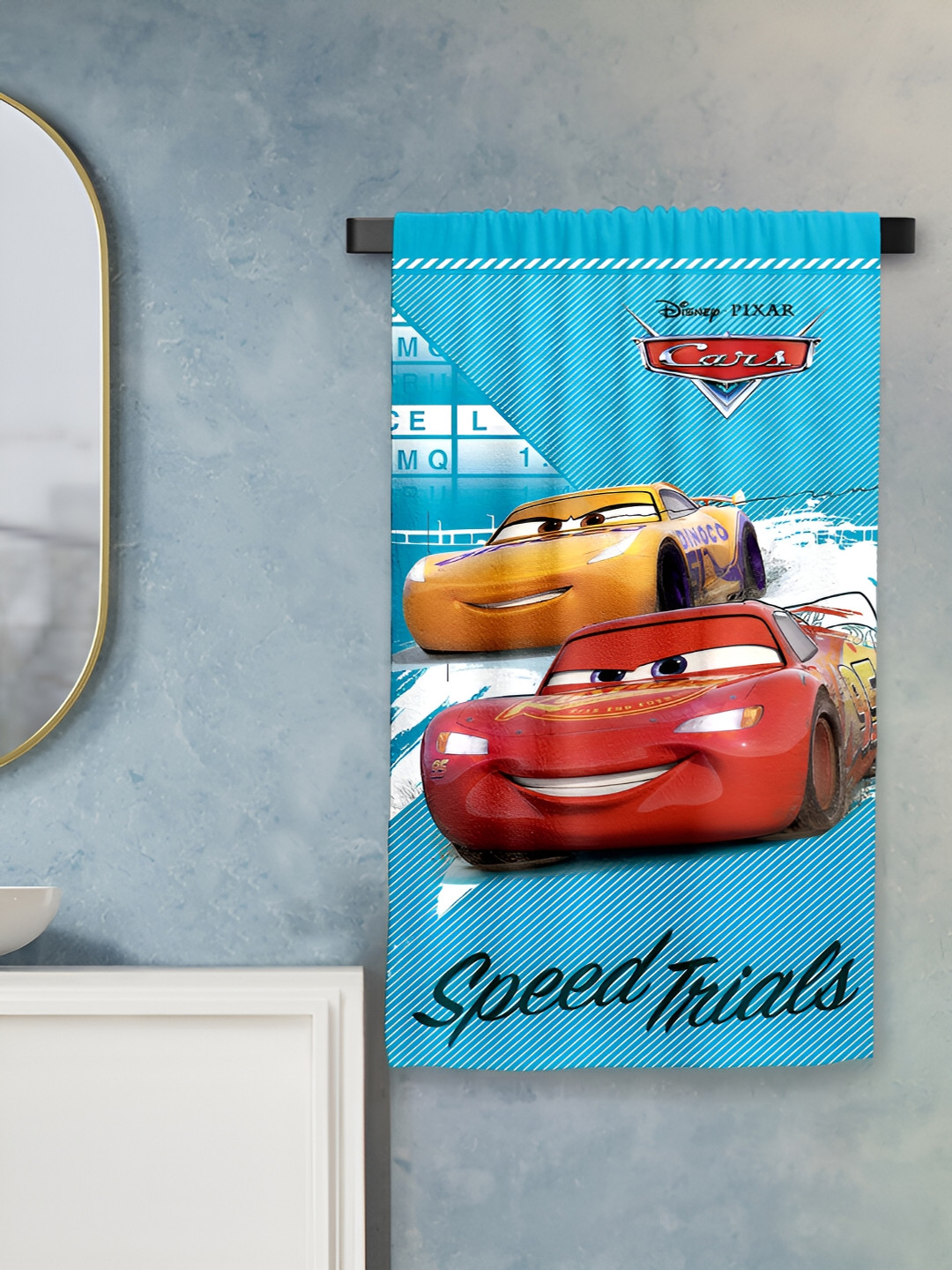 Sassoon Red & Blue Car Printed Cotton 380 GSM Bath Towel