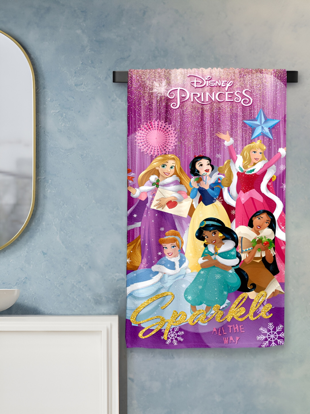 Sassoon Pink & Yellow Princess Printed Cotton 380 GSM Bath Towel