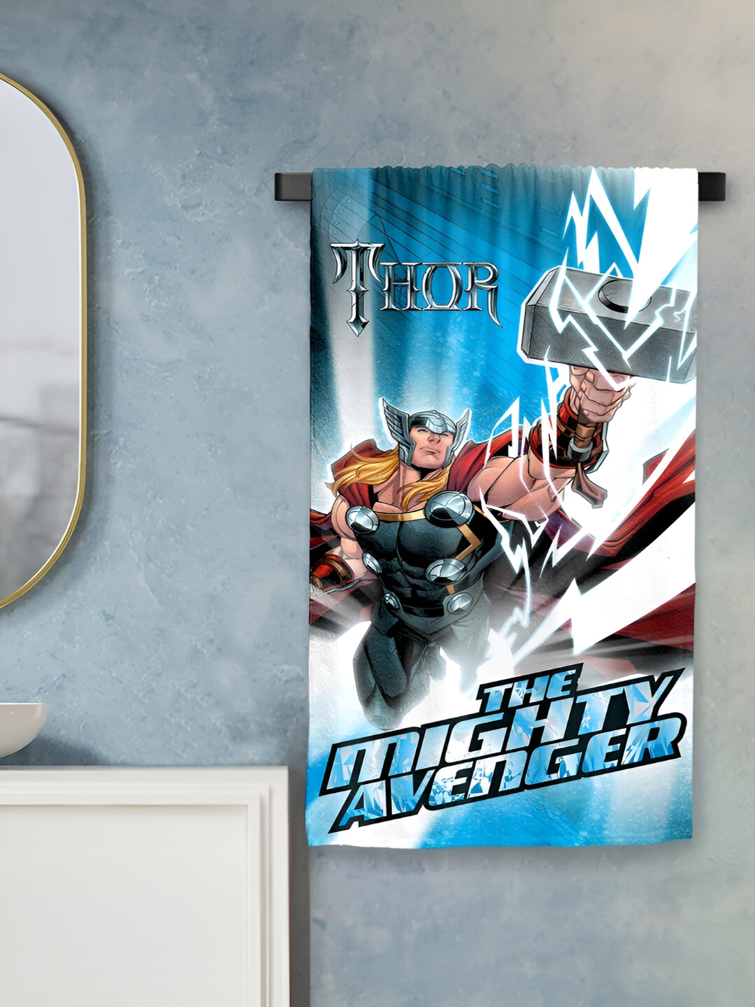 Sassoon Blue & White Thor Printed Cotton 380 GSM Bath Towel