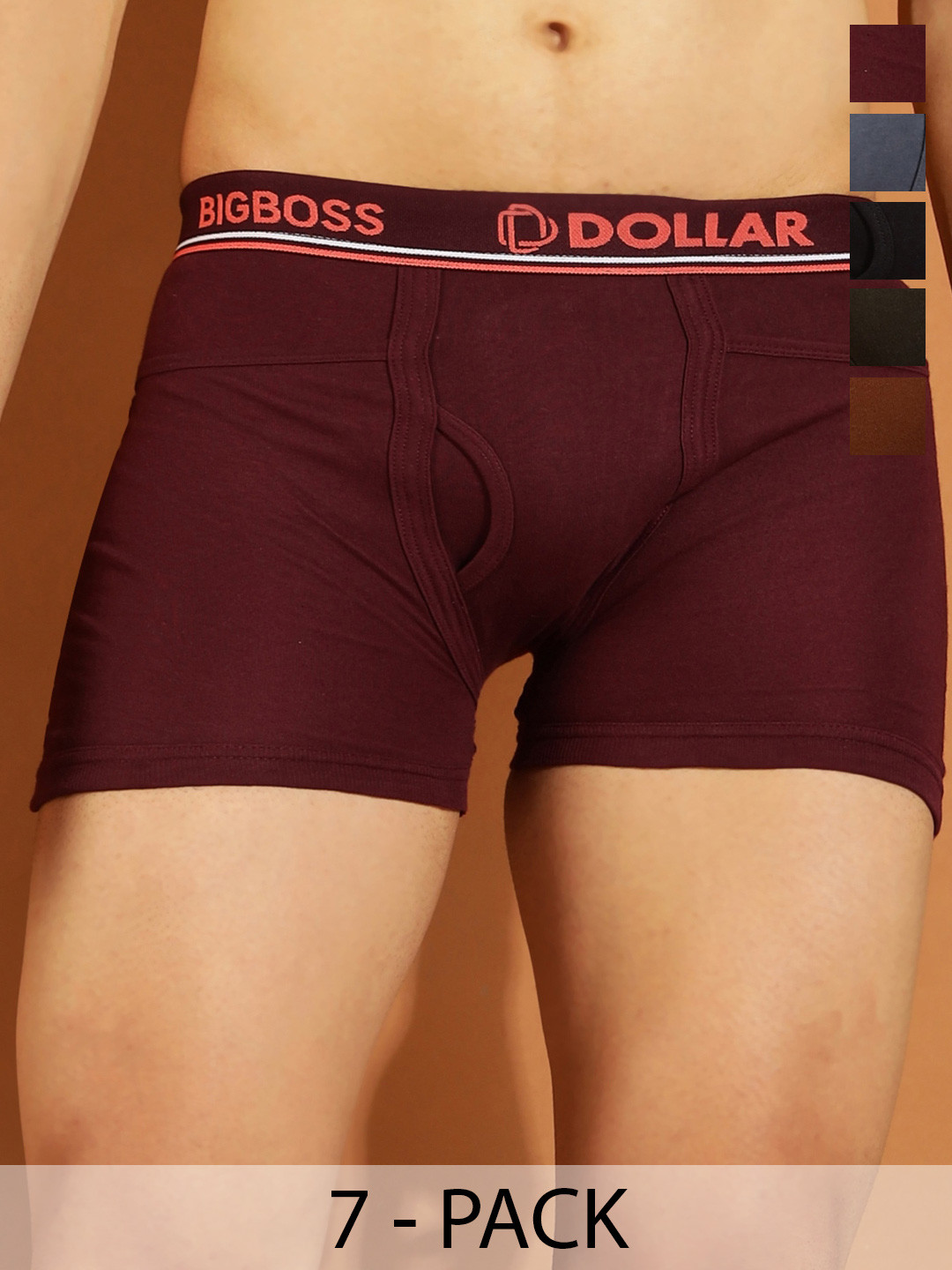 Dollar Bigboss Men Solid Pack of 7 Intrerlock Pocket Trunk