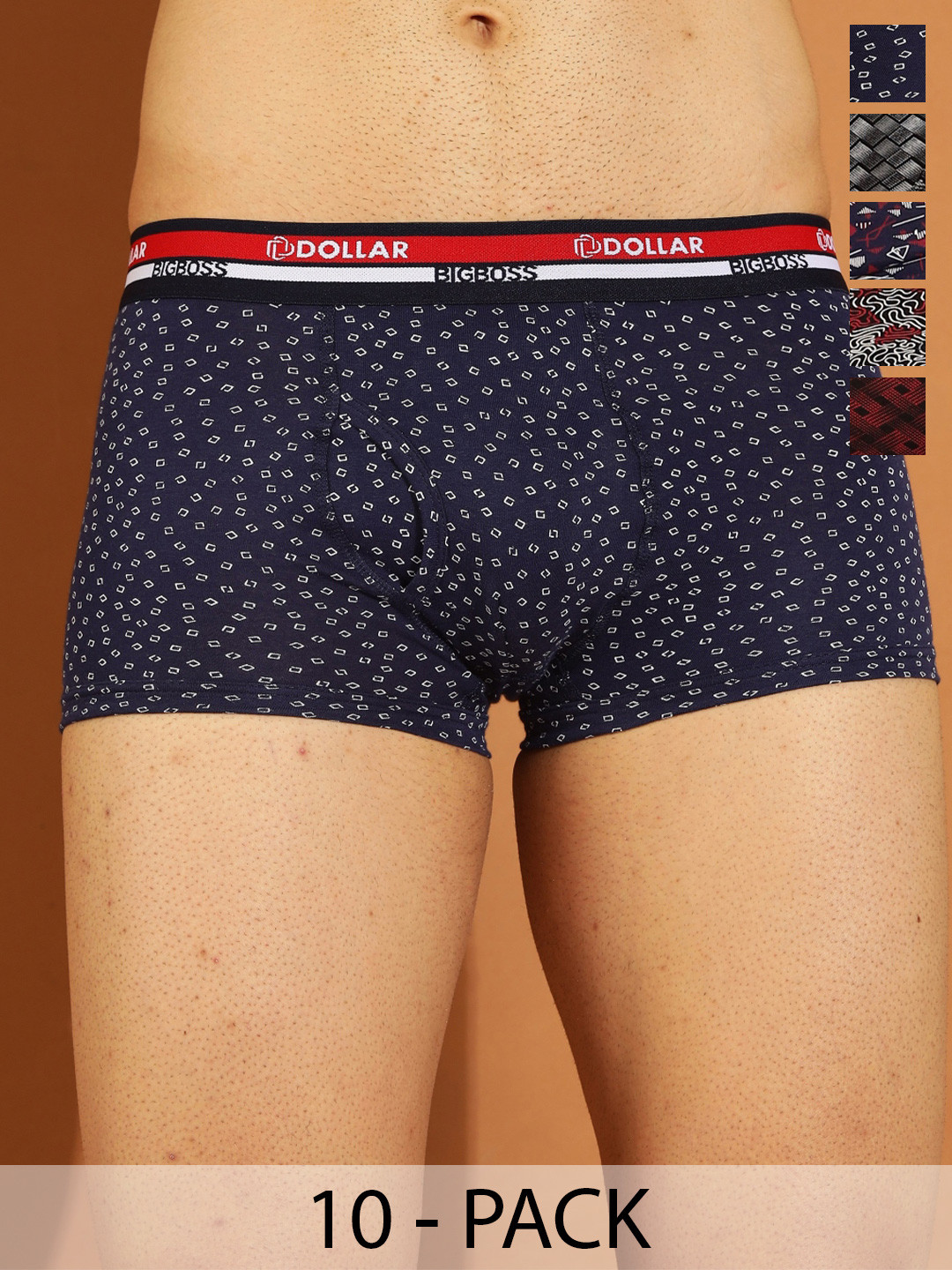 Dollar Bigboss Men Printed Pack of 10 Functional Pouch Support Trunk