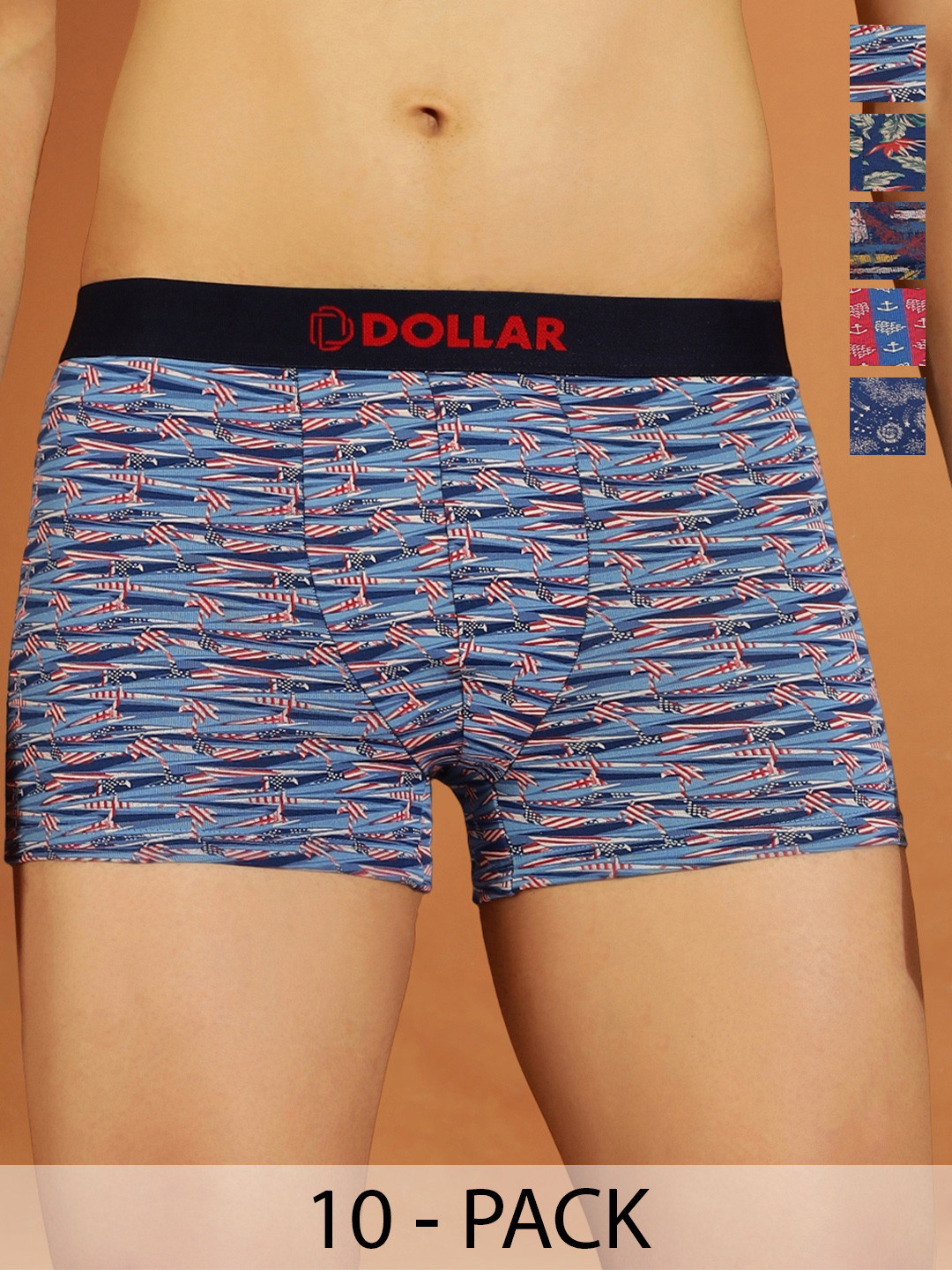 Dollar Bigboss Men Printed Pack of 10 Combed Cotton Trendy Trunk