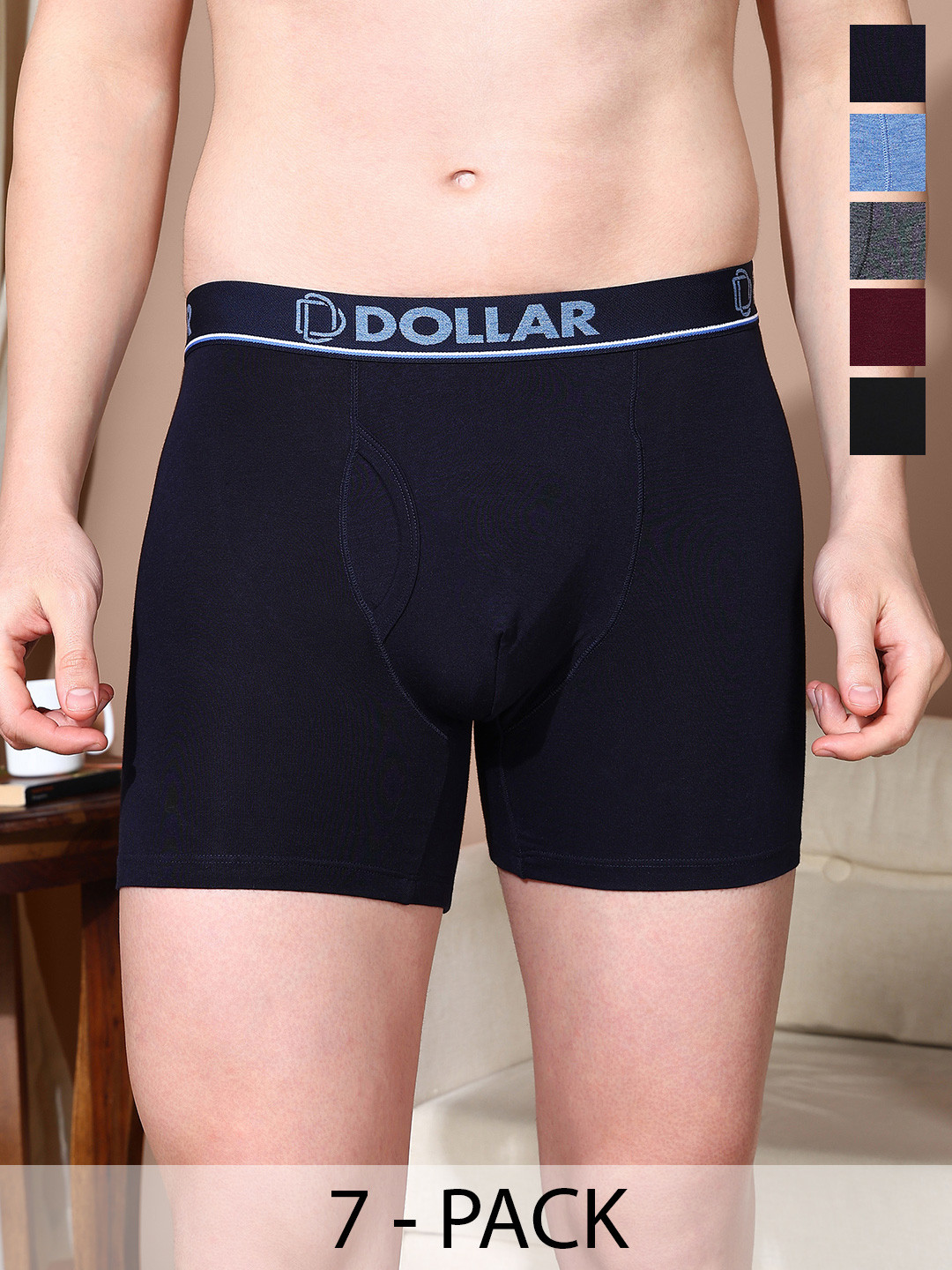 Dollar Bigboss Men Solid Pack of 7 Cotton Modal Trunk